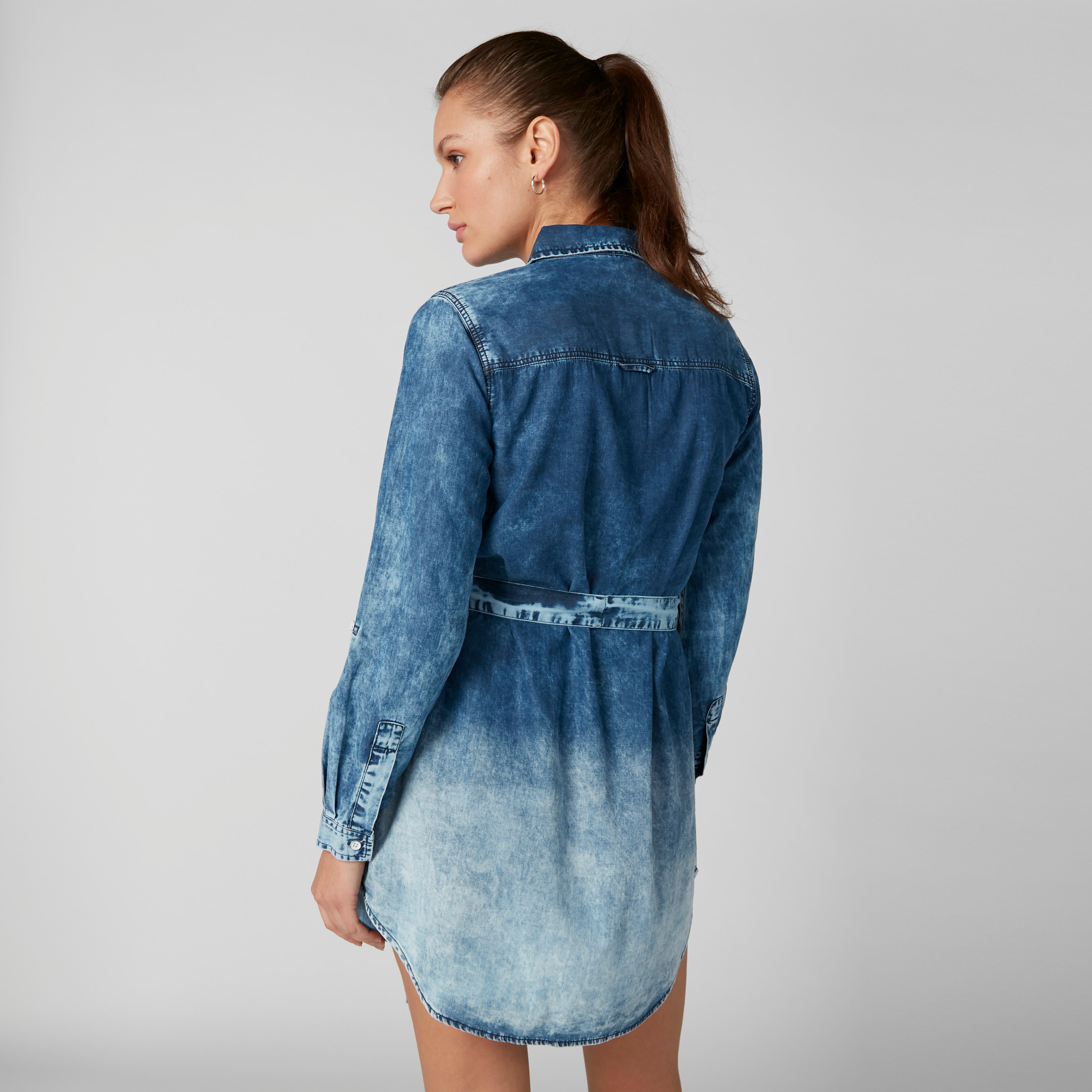فستان متوسط الطول بأكمام طويلة وحزام رباط وجيب على الصدر-women-clothing-dresses-image-2