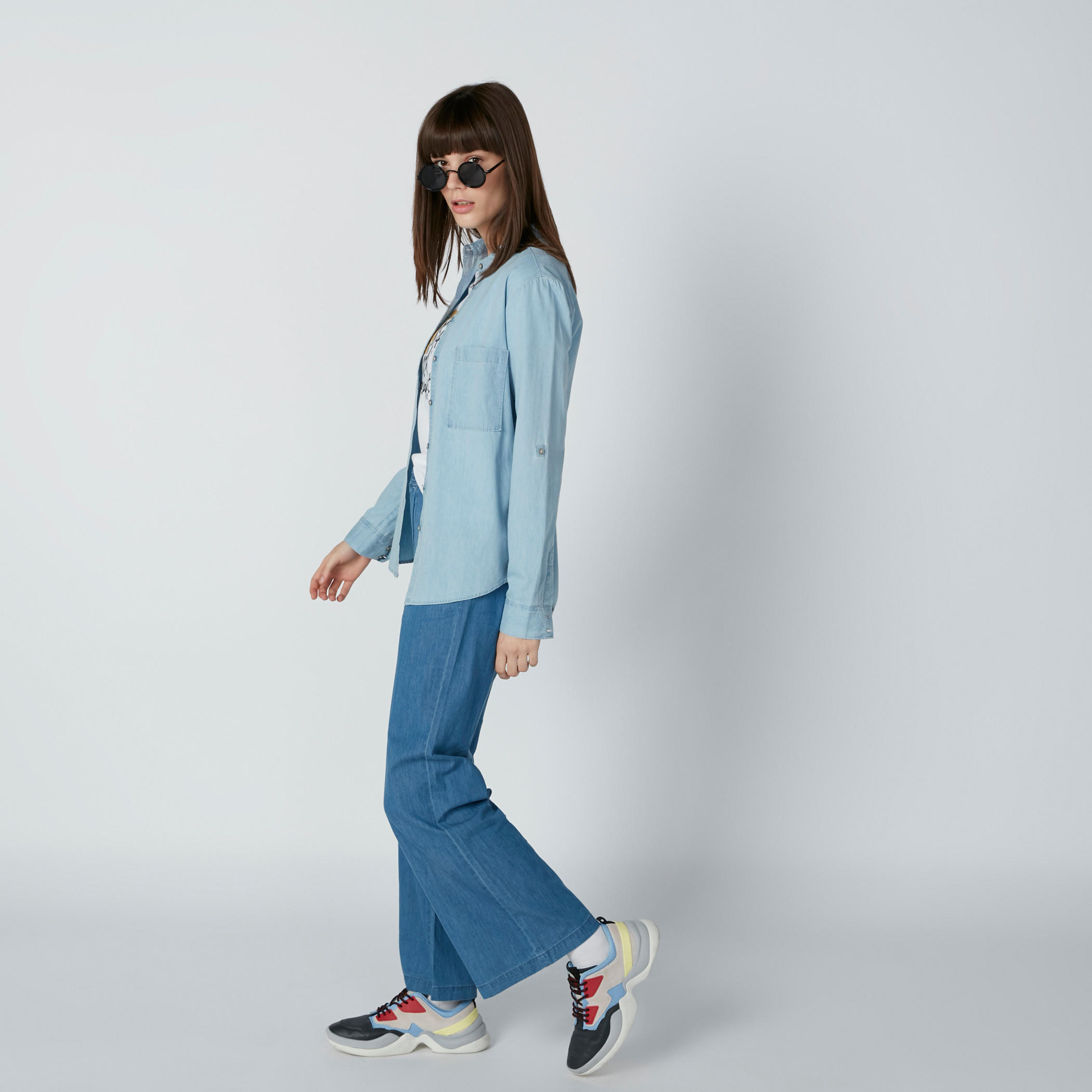قميص بوي فريند دينم بأكمام طويلة من لي كوبر-women-clothing-shirtsandblouses-shirts-image-1