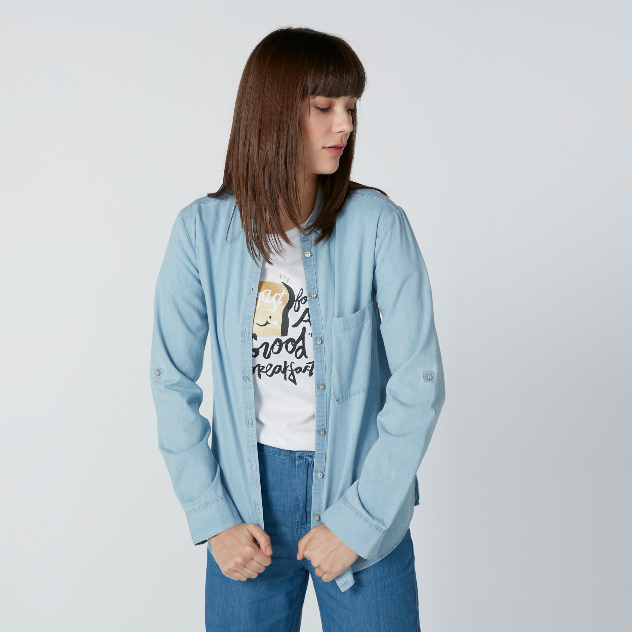 قميص بوي فريند دينم بأكمام طويلة من لي كوبر-women-clothing-shirtsandblouses-shirts-image-3
