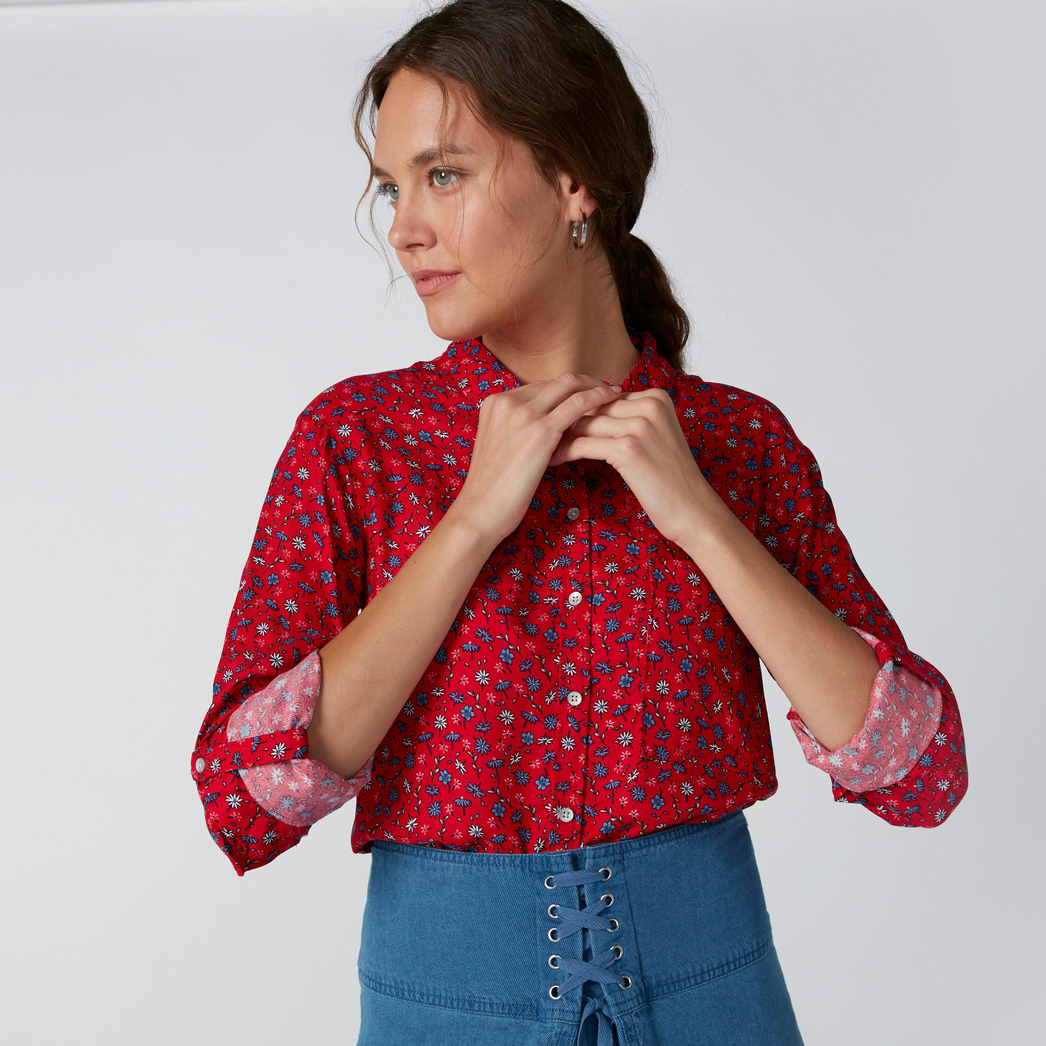 قميص بأكمام طويلة وطبعات زهرية من لي كوبر-women-clothing-shirtsandblouses-shirts-image-4