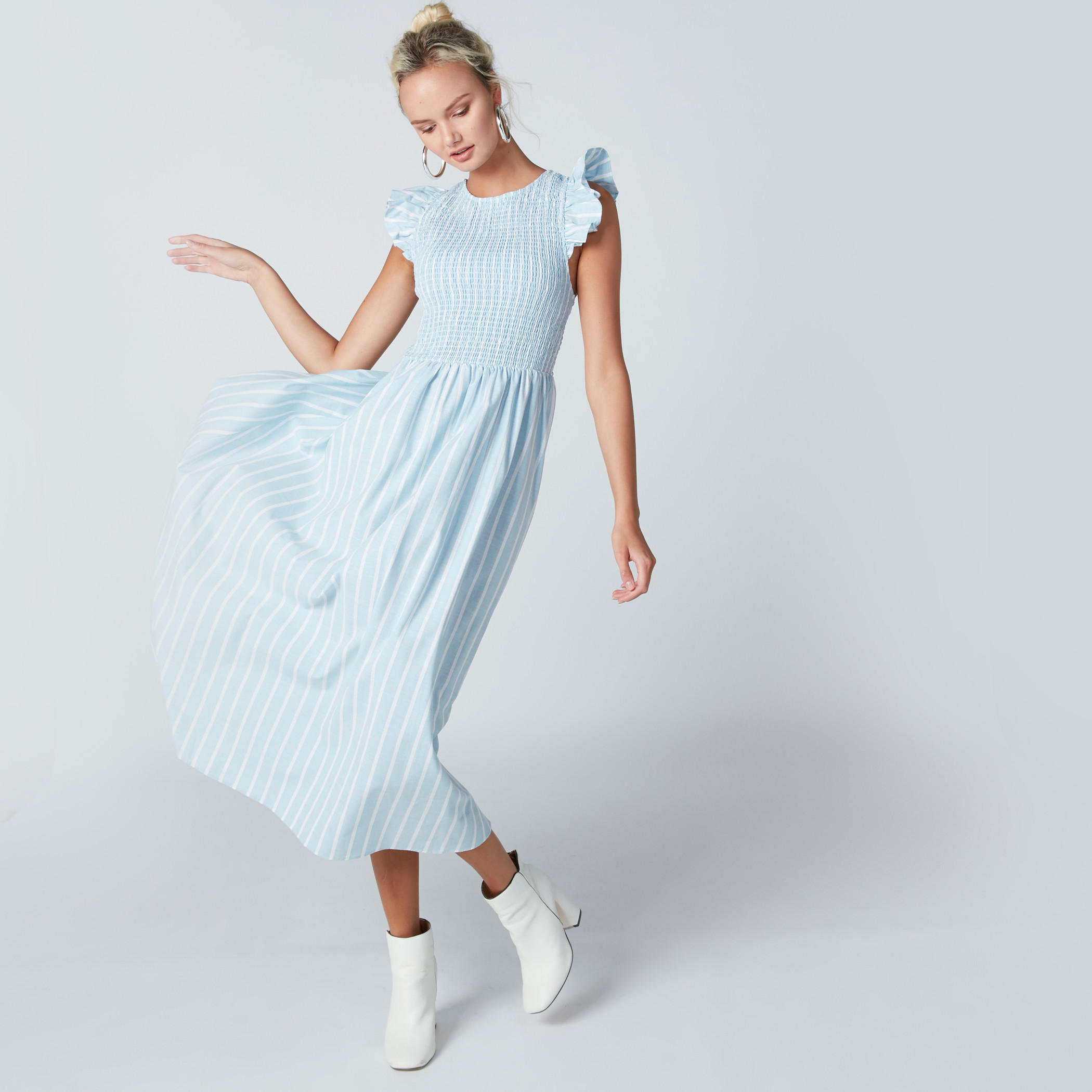 فستان إيه لاين مقلّم بدرزات-women-clothing-dresses-image-2