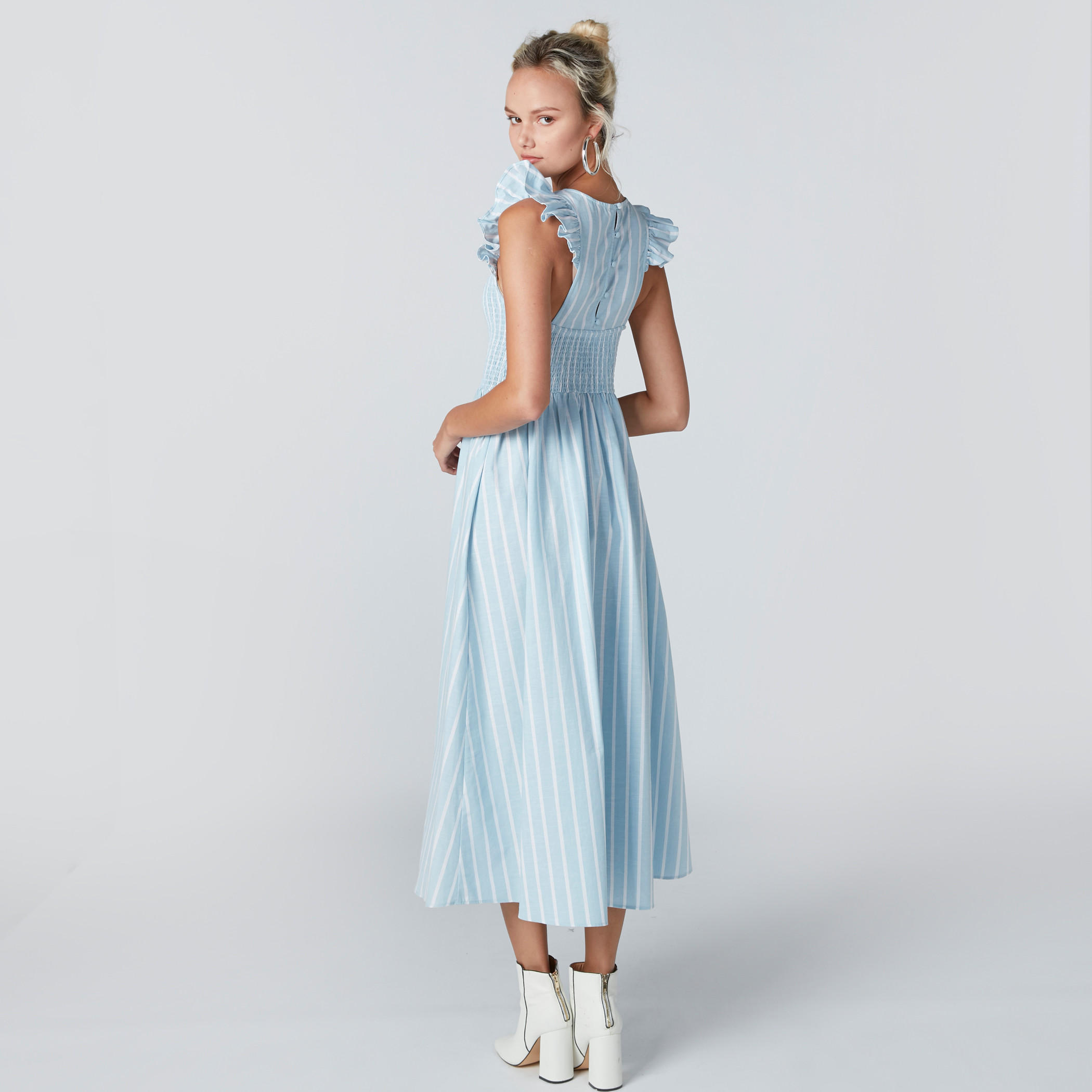فستان إيه لاين مقلّم بدرزات-women-clothing-dresses-image-3