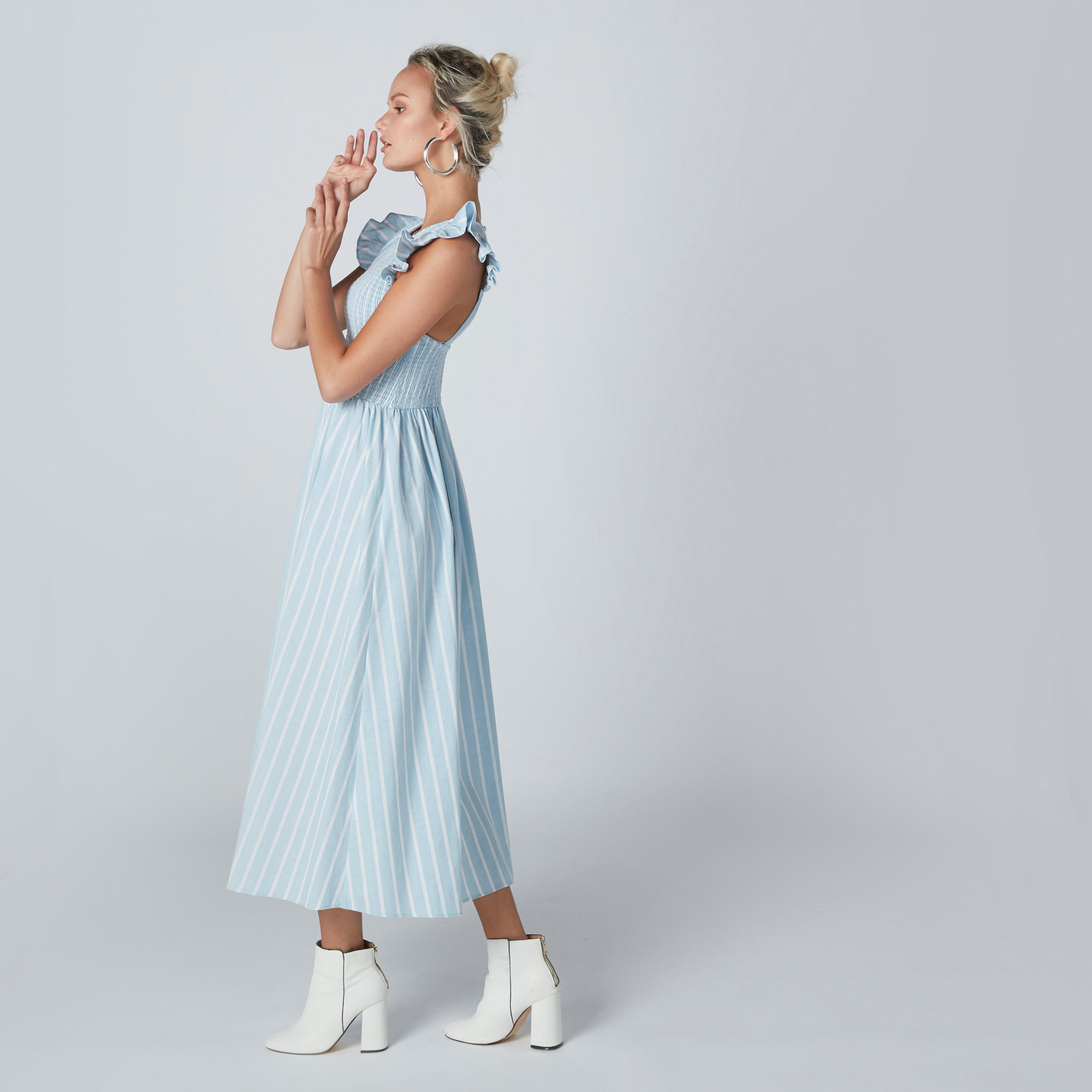 فستان إيه لاين مقلّم بدرزات-women-clothing-dresses-image-4