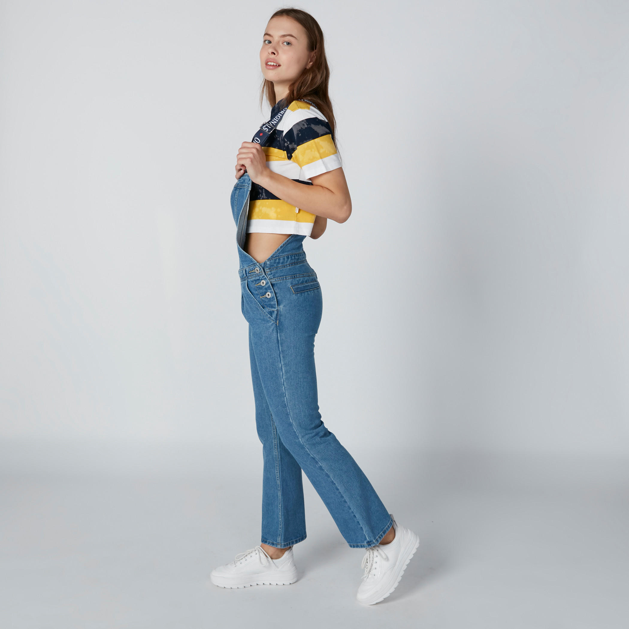 دنغري بحمّالات كتف بطبعات وجيوب من لي كوبر-women-clothing-bottoms-jeans-image-4