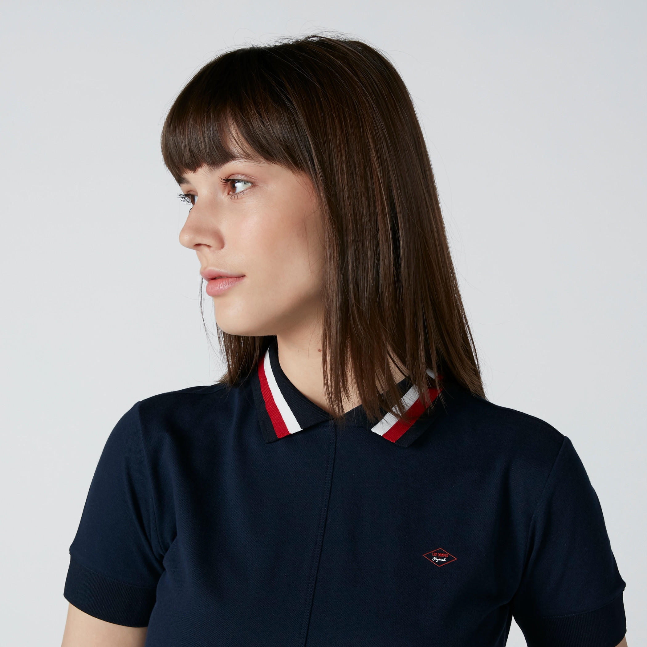 Collared T-Shirt with Short Sleeves and Zip Closure-women-clothing-tshirts-image-4