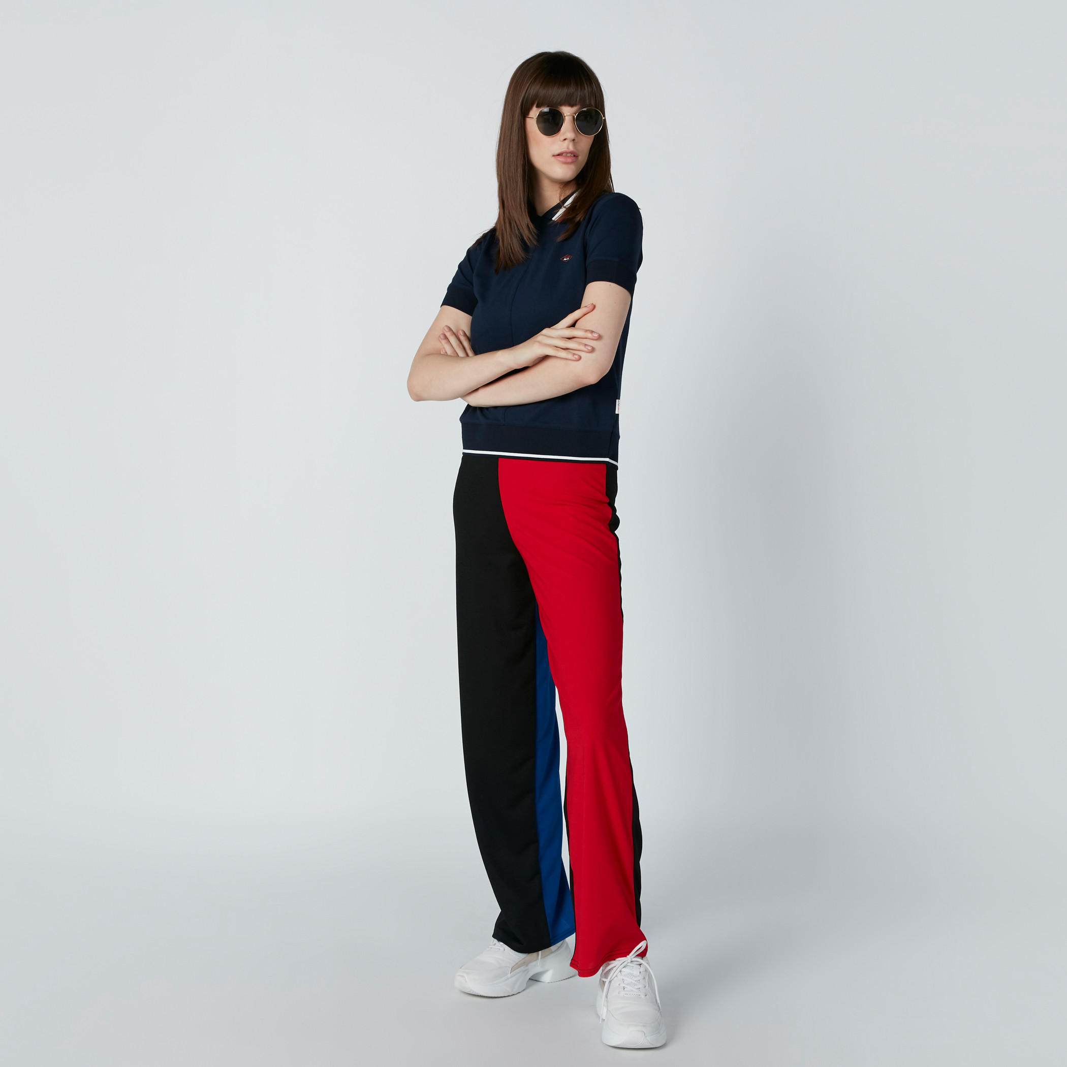 Collared T-Shirt with Short Sleeves and Zip Closure-women-clothing-tshirts-image-5