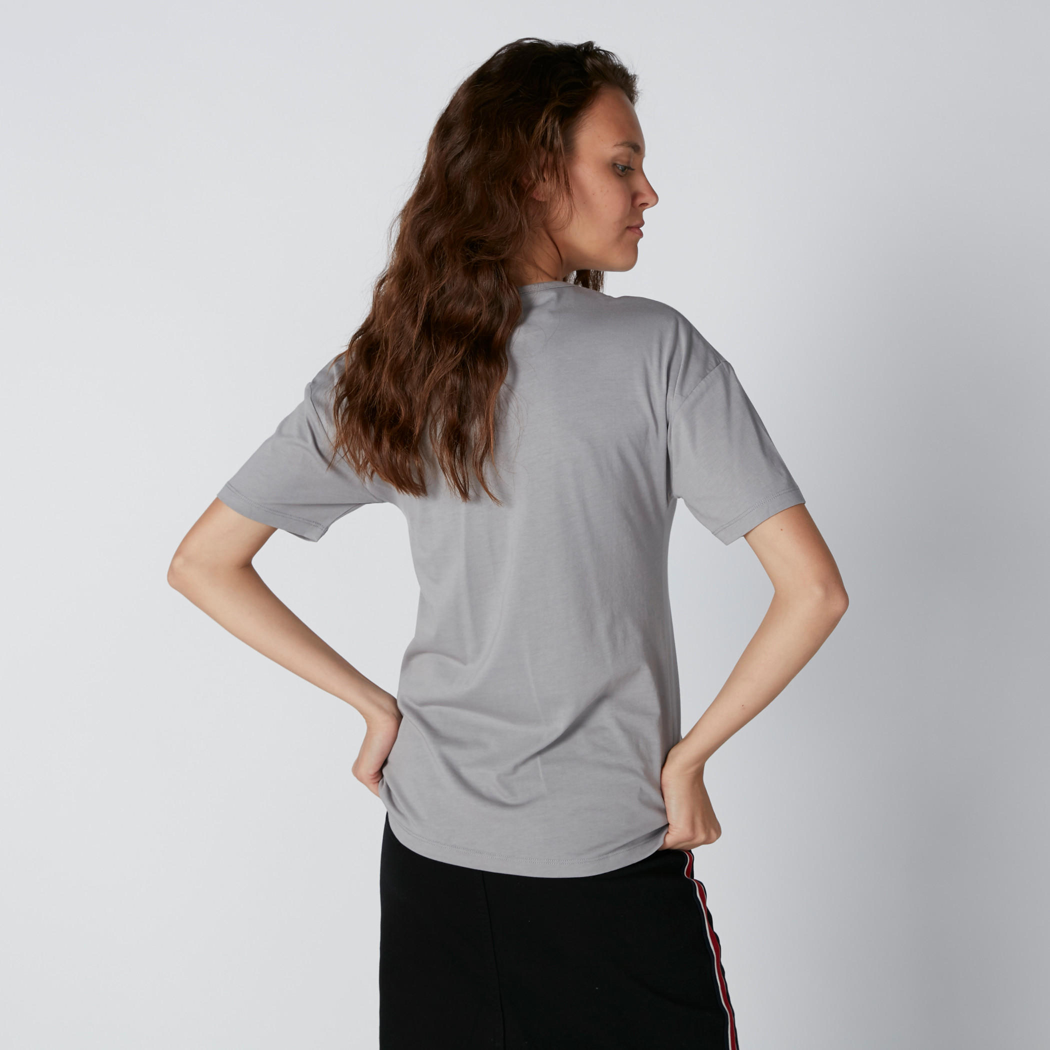 Printed T-Shirt with Choker Neck and Short Sleeves-women-clothing-tshirts-image-2
