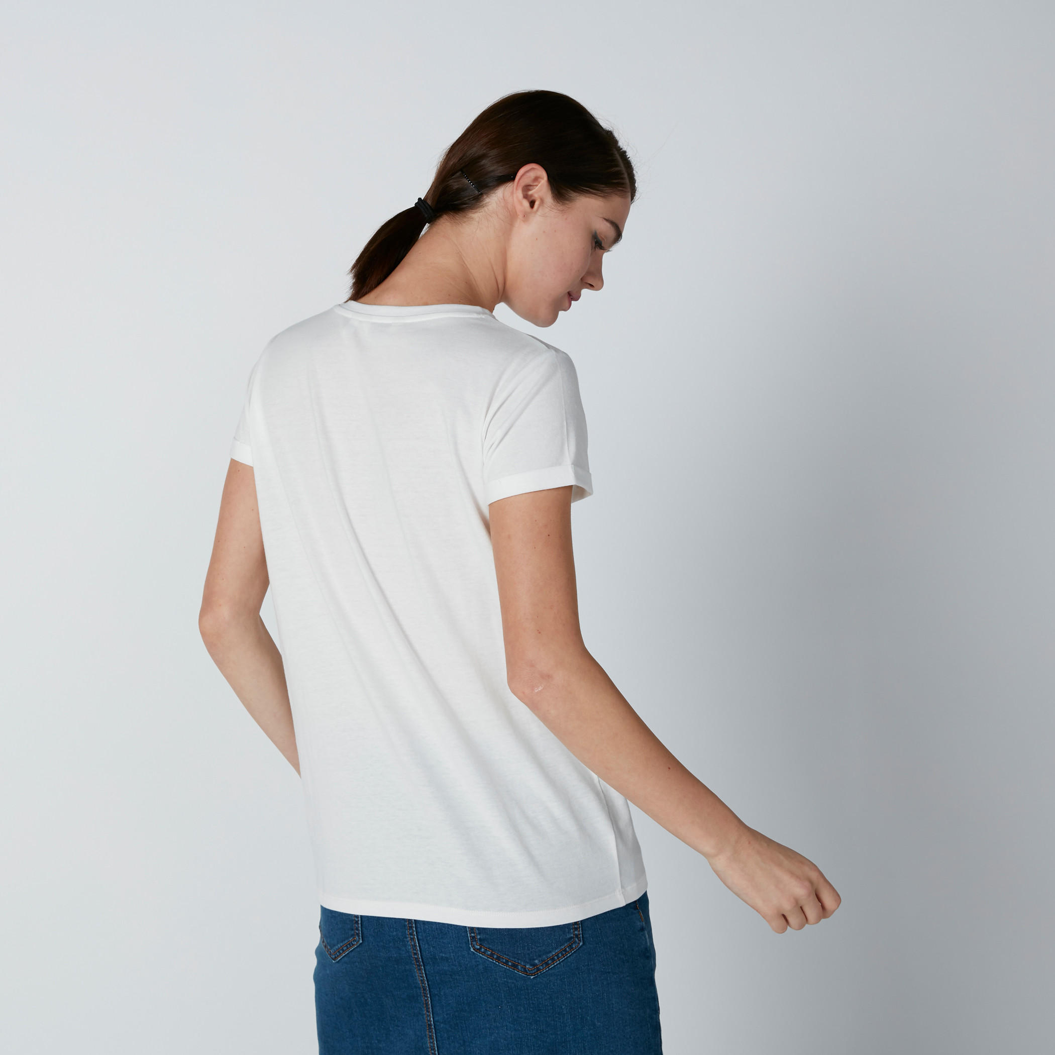 Lee Cooper Printed T-Shirt with Short Sleeves-women-clothing-tshirts-image-2