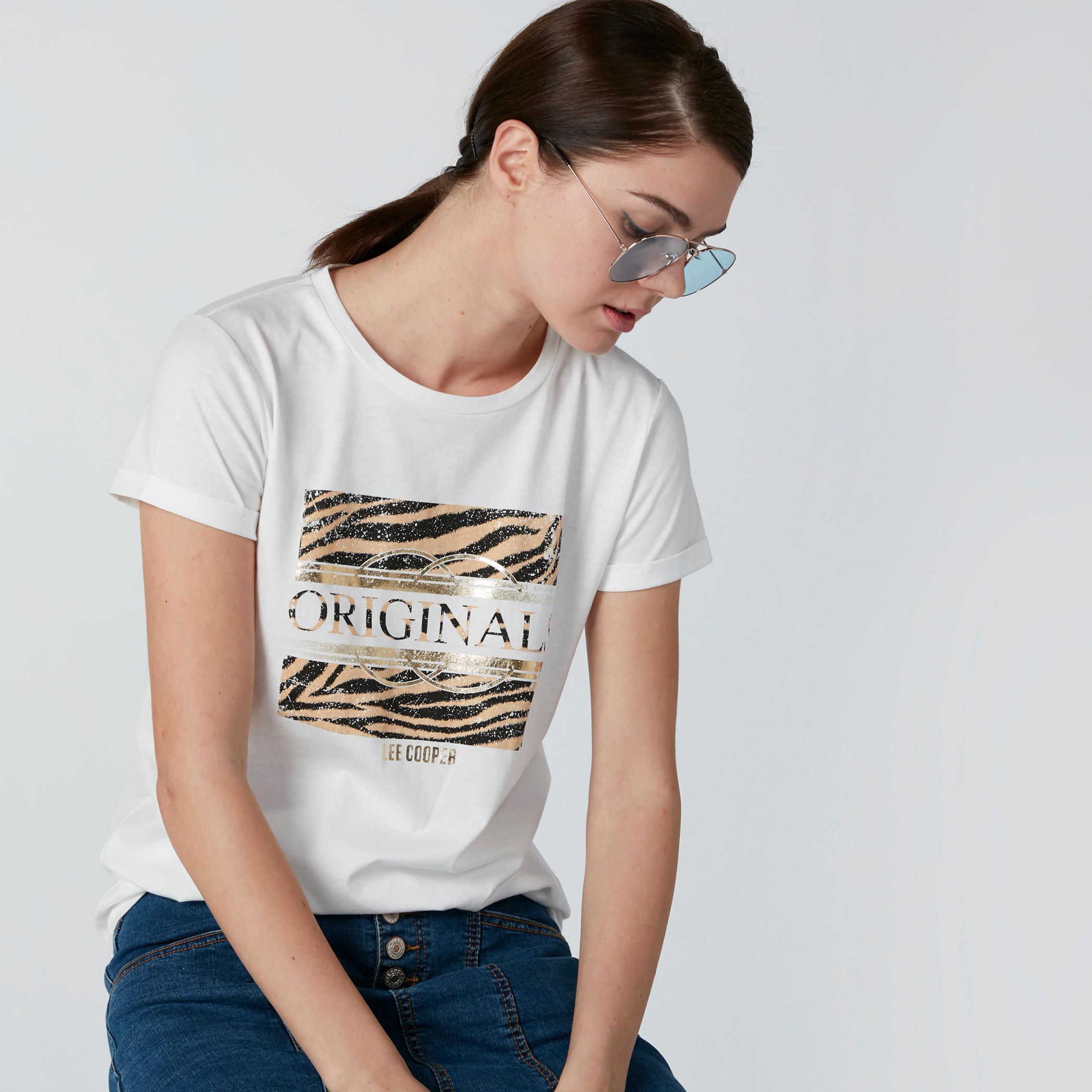 Lee Cooper Printed T-Shirt with Short Sleeves-women-clothing-tshirts-image-3