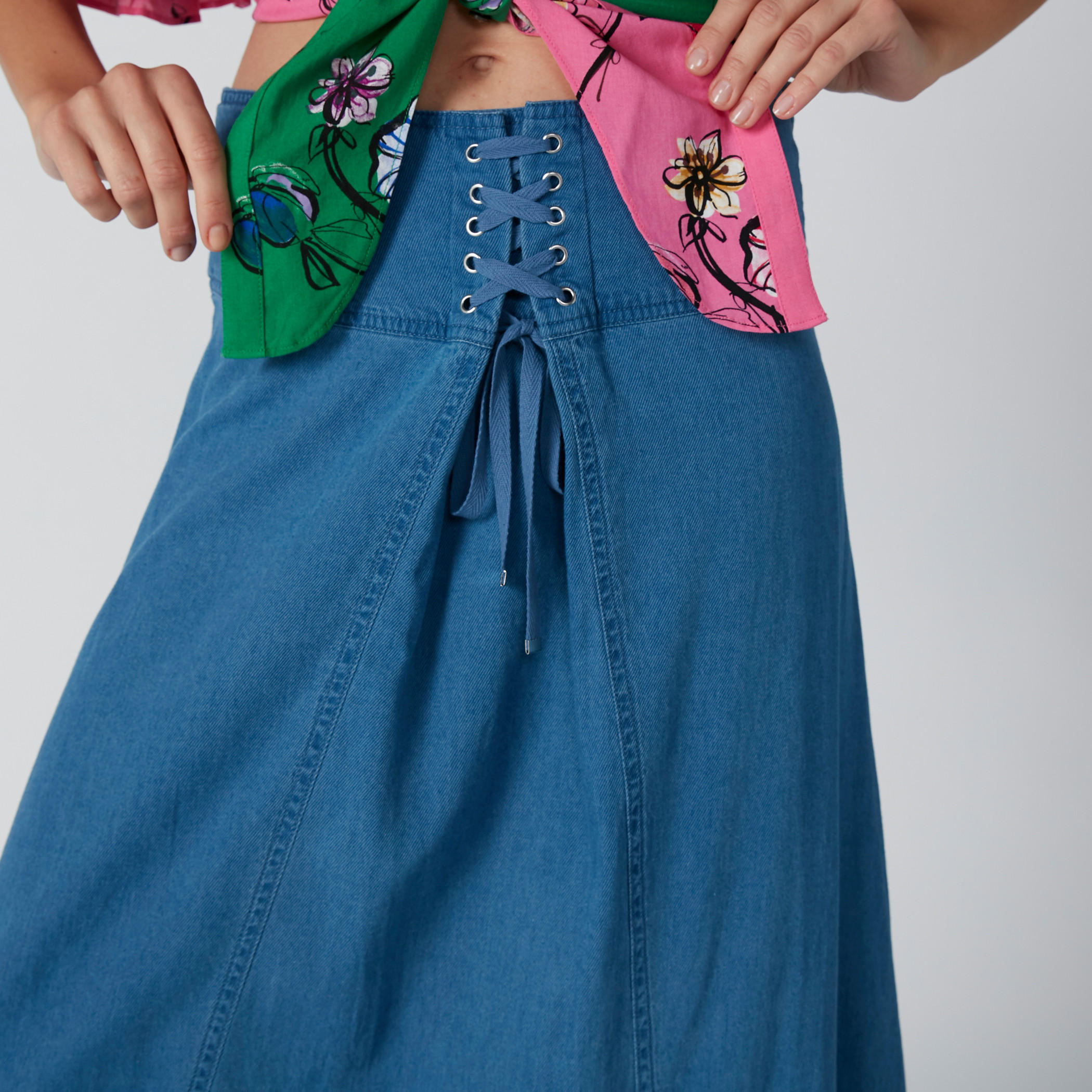 تنورة طويلة بأربطة من لي كوبر-women-clothing-bottoms-skirts-image-5