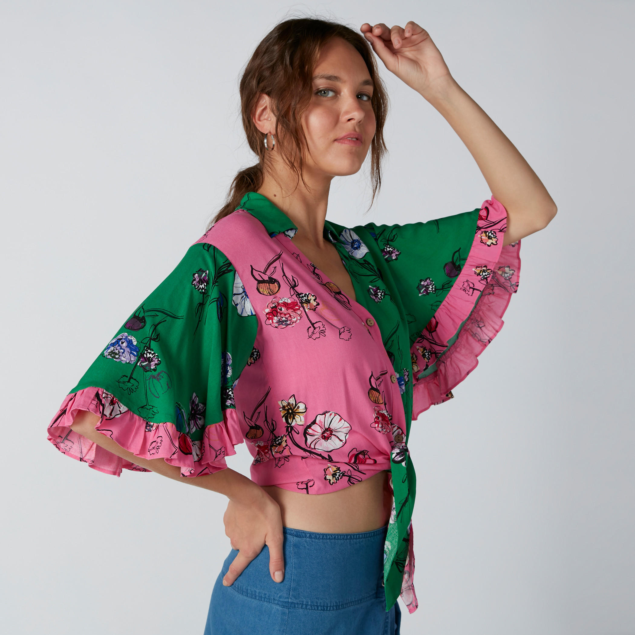 قميص قصير بطبعات زهرية من لي كوبر-women-clothing-shirtsandblouses-shirts-image-3