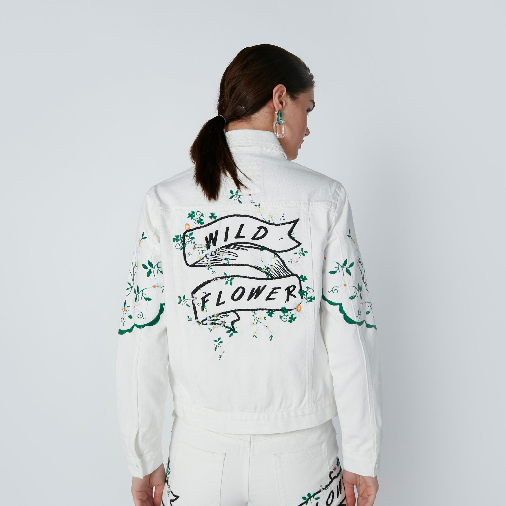 Lee Cooper Embroidered Jacket with Long Sleeves and Complete Placket-women-winterwear-coatsandjackets-jackets-image-2