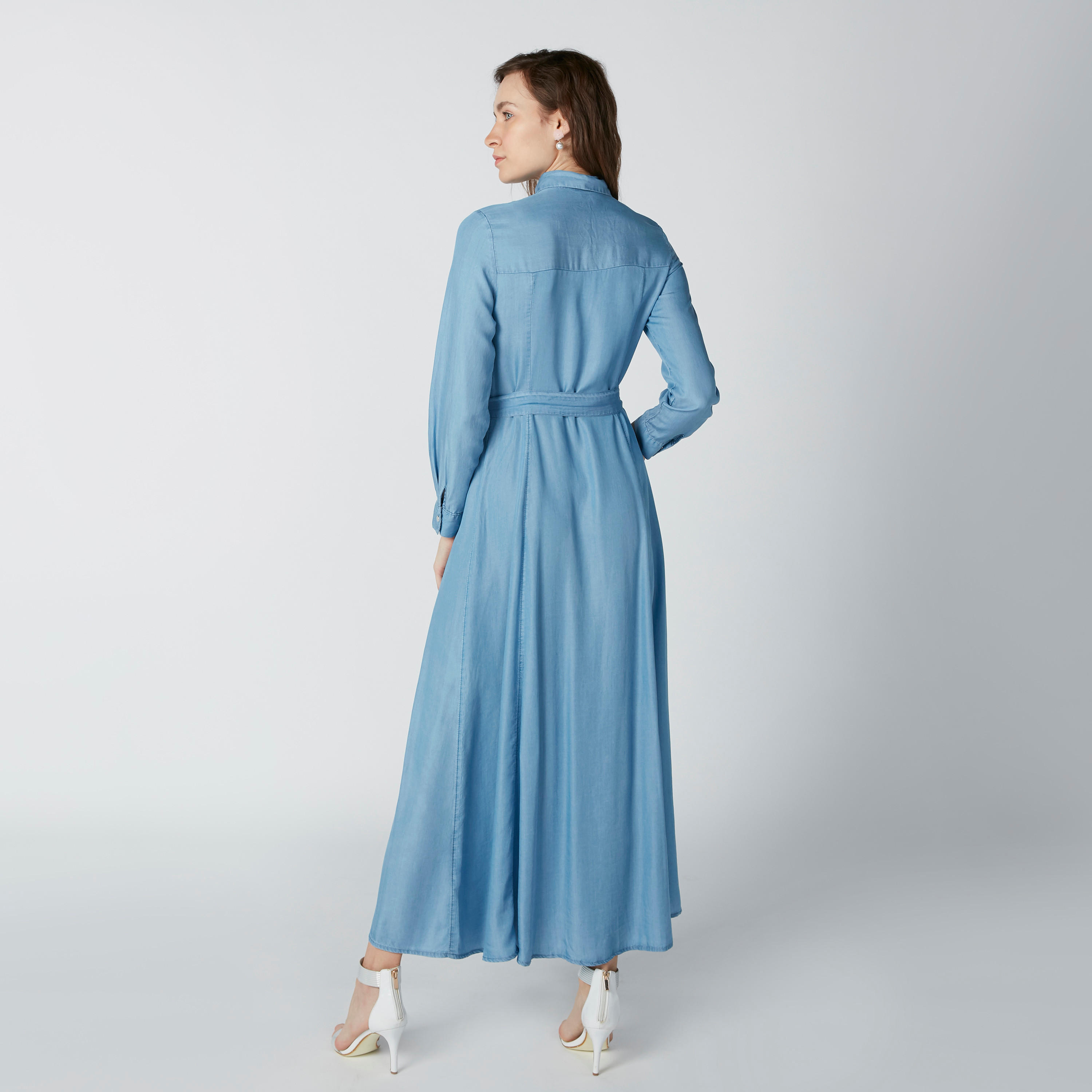 فستان مستدام قميص طويل بأكمام طويلة وحزام رباط-women-clothing-dresses-image-2