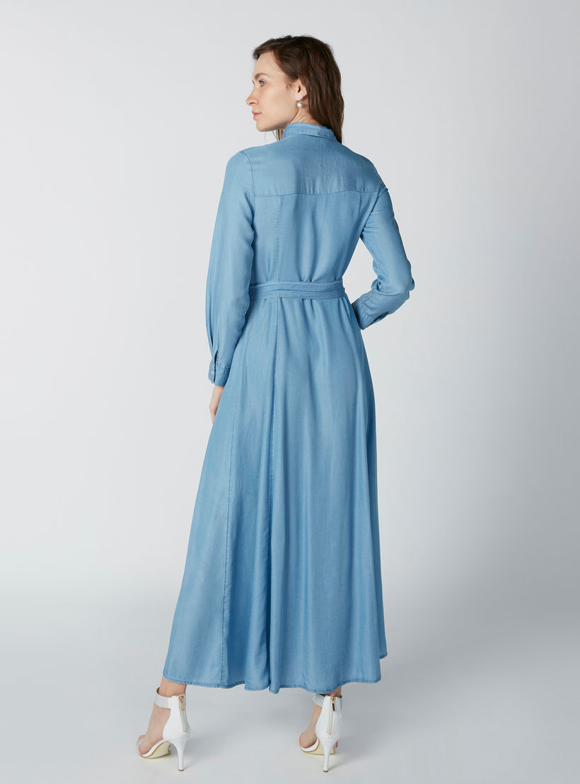 فستان مستدام قميص طويل بأكمام طويلة وحزام رباط-women-clothing-dresses-image-2
