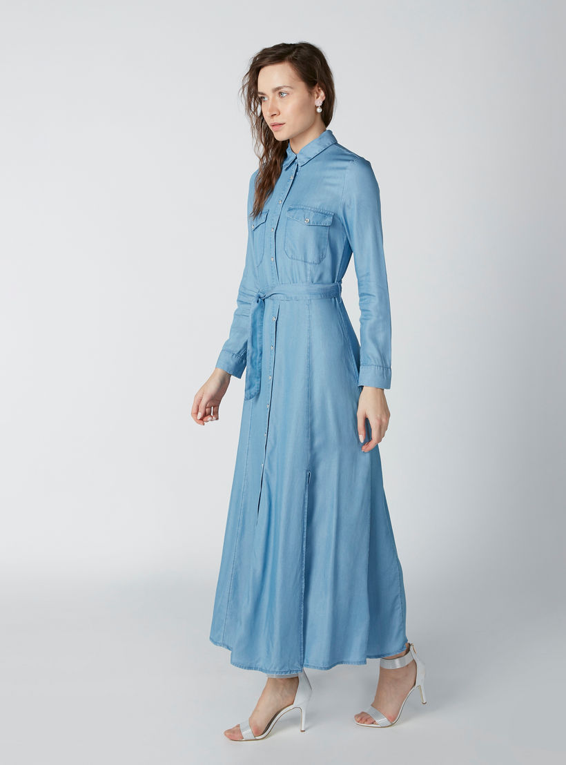 فستان مستدام قميص طويل بأكمام طويلة وحزام رباط-women-clothing-dresses-image-3