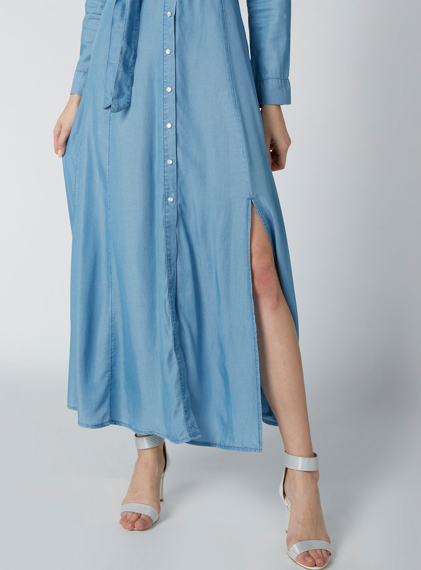 فستان مستدام قميص طويل بأكمام طويلة وحزام رباط-women-clothing-dresses-image-5