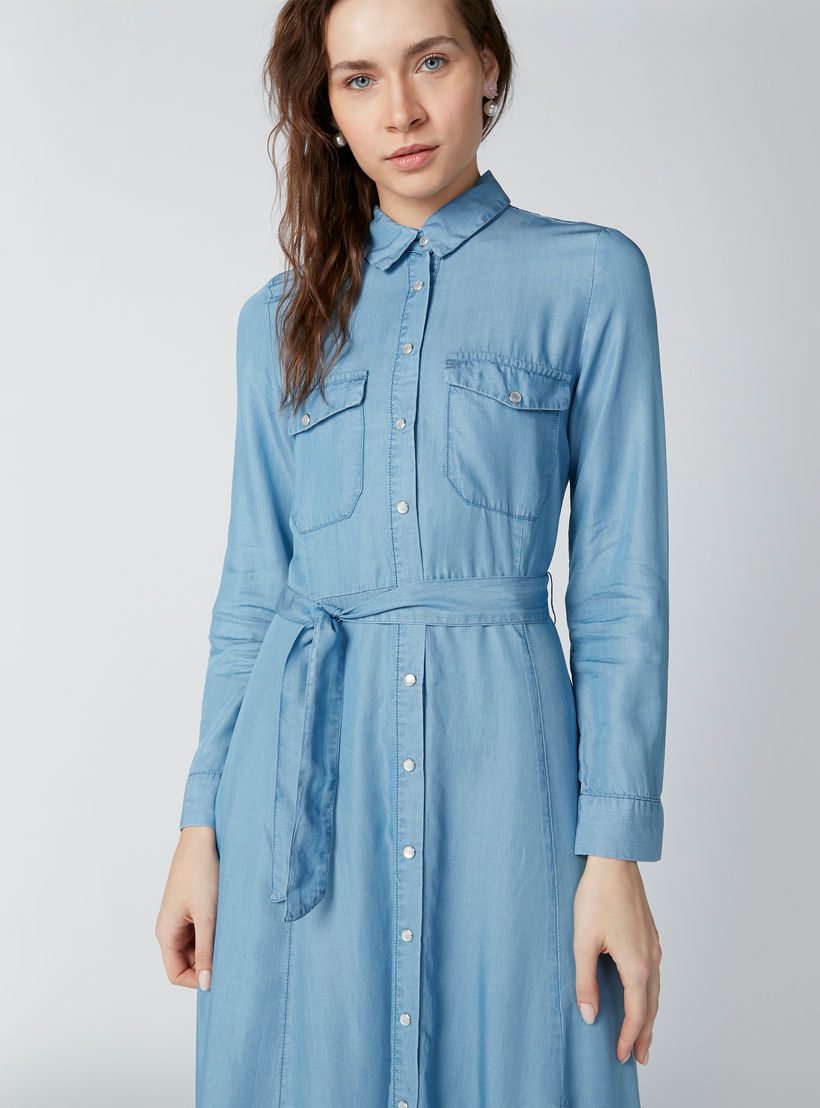 فستان مستدام قميص طويل بأكمام طويلة وحزام رباط-women-clothing-dresses-image-6