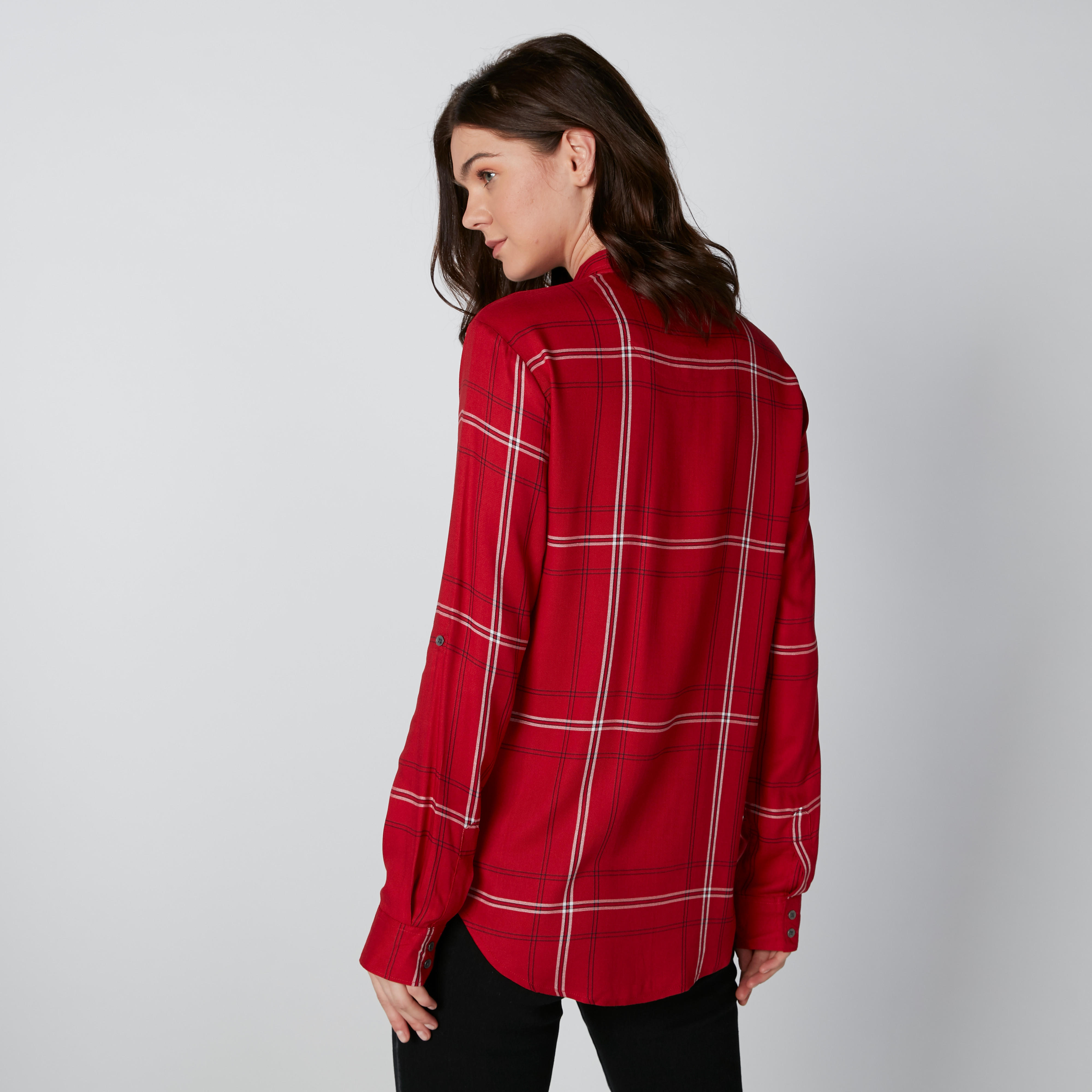 قميص كاروهات بأكمام طويلة وجيب من لي كوبر-women-clothing-shirtsandblouses-shirts-image-3