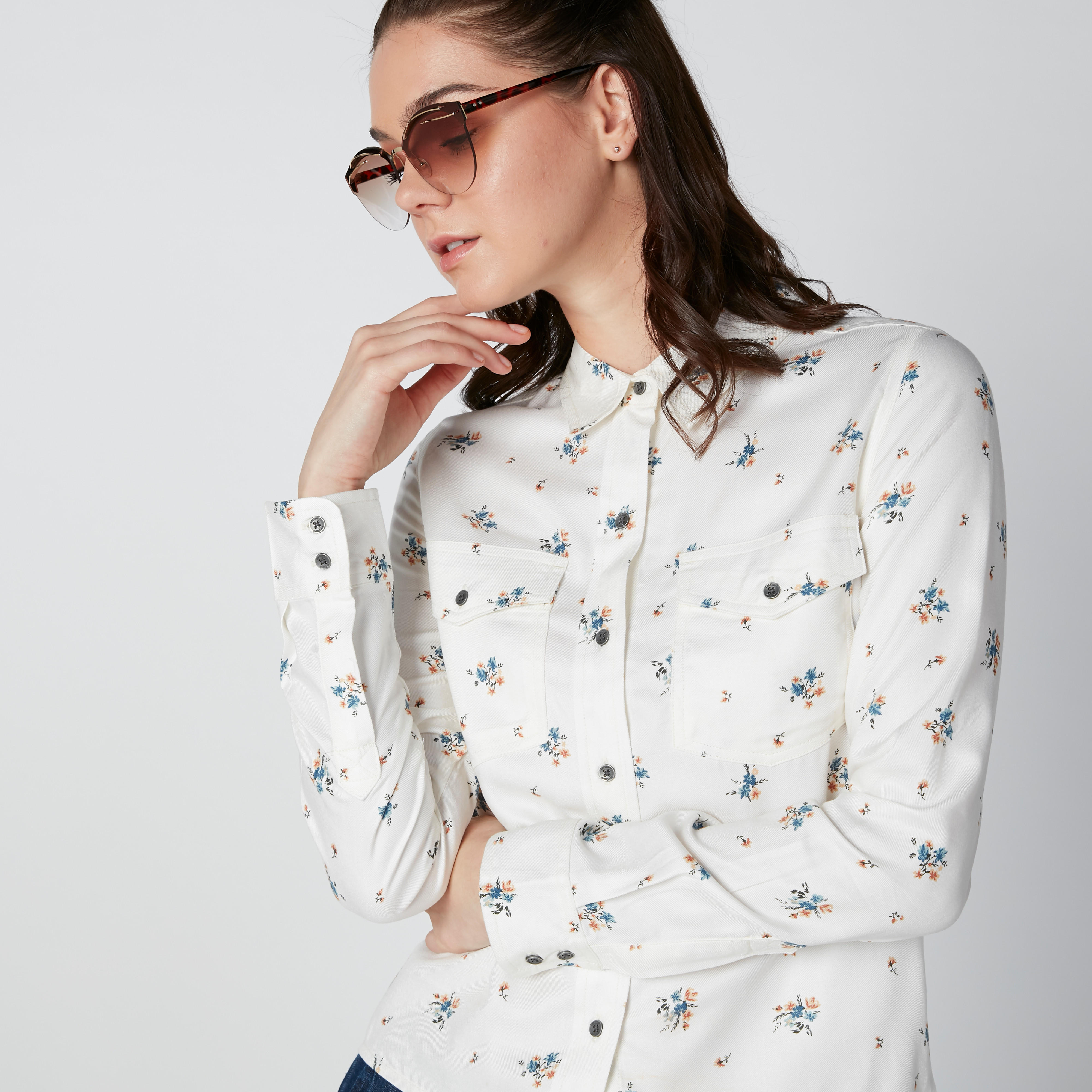 قميص بقصّة عادية وأكمام طويلة وطبعات من لي كوبر-women-clothing-shirtsandblouses-shirts-image-5