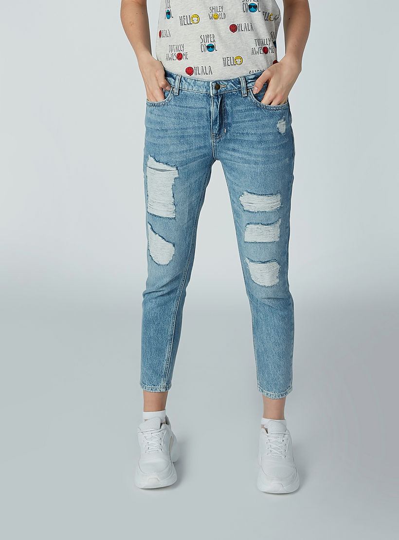 بنطلون جينز ممزق بجيوب وحلقات للحزام من لي كوبر-women-clothing-bottoms-jeans-image-1