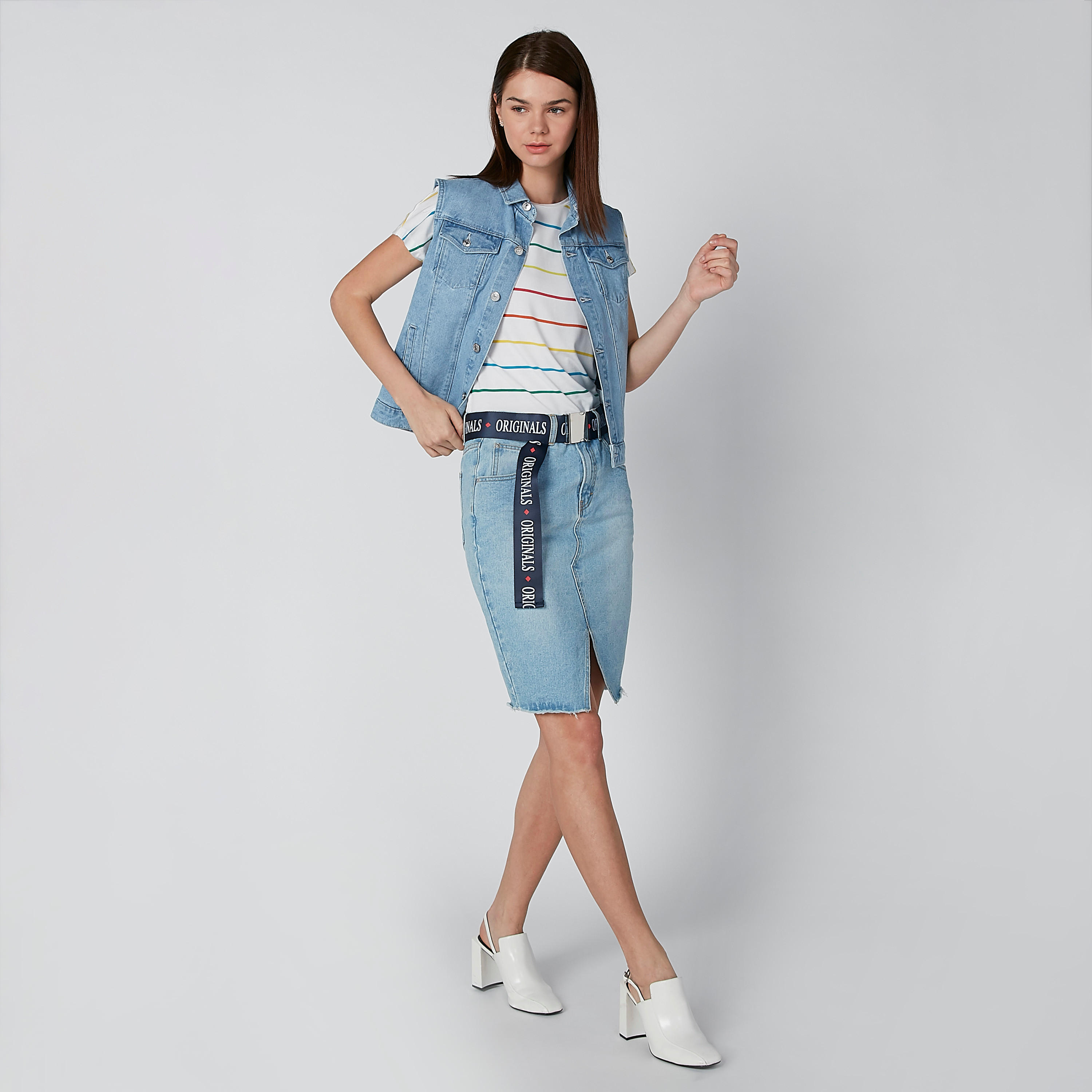 تنورة إيه لاين بفتحة وجيوب من لي كوبر-women-clothing-bottoms-skirts-image-3