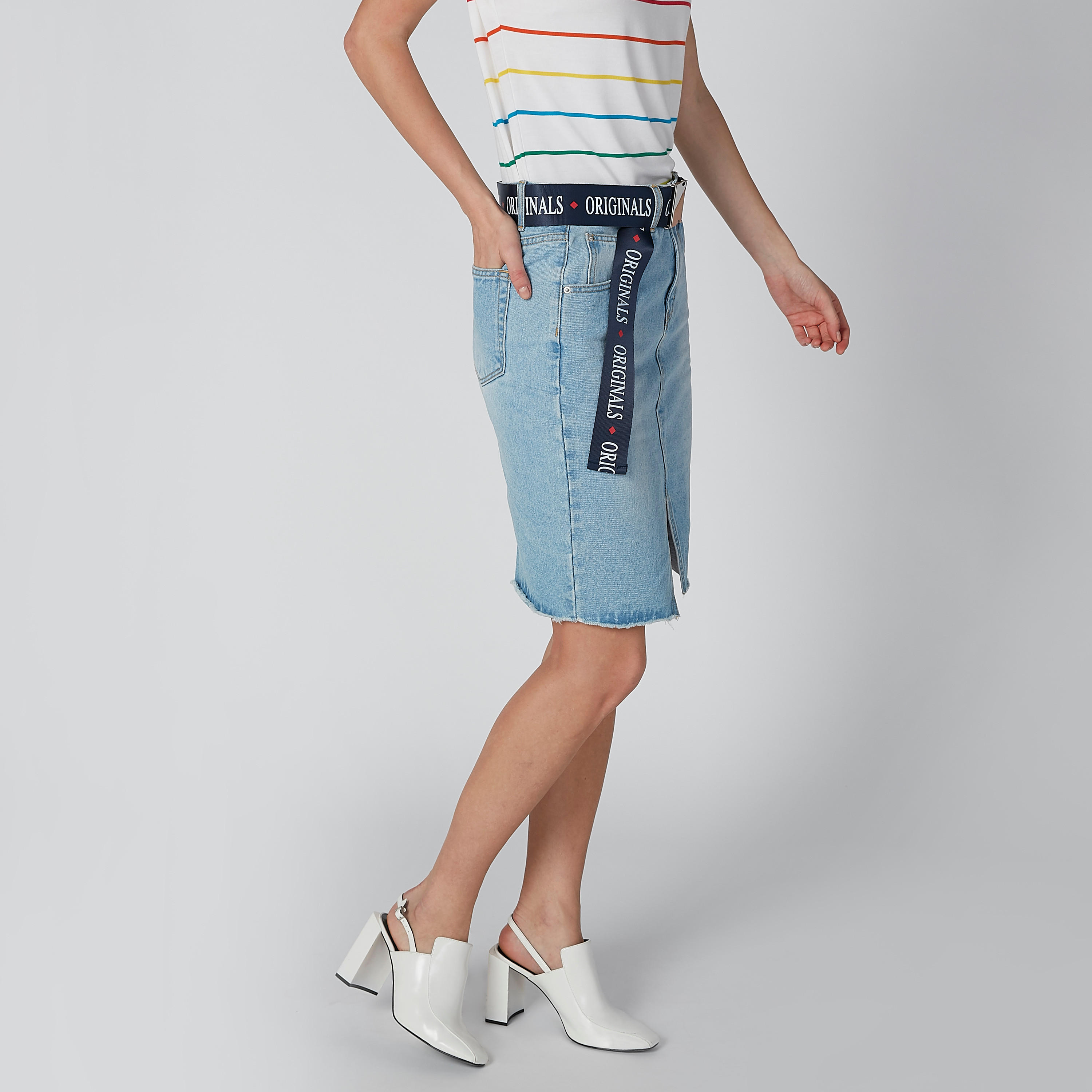 تنورة إيه لاين بفتحة وجيوب من لي كوبر-women-clothing-bottoms-skirts-image-4