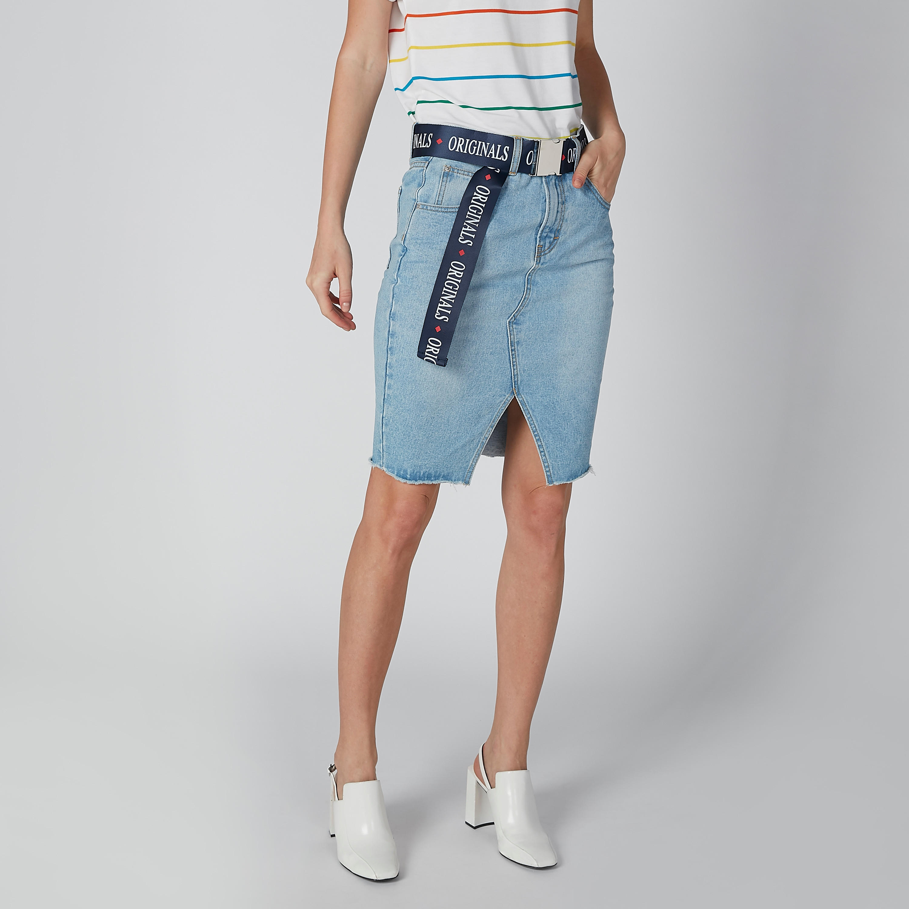 تنورة إيه لاين بفتحة وجيوب من لي كوبر-women-clothing-bottoms-skirts-image-5