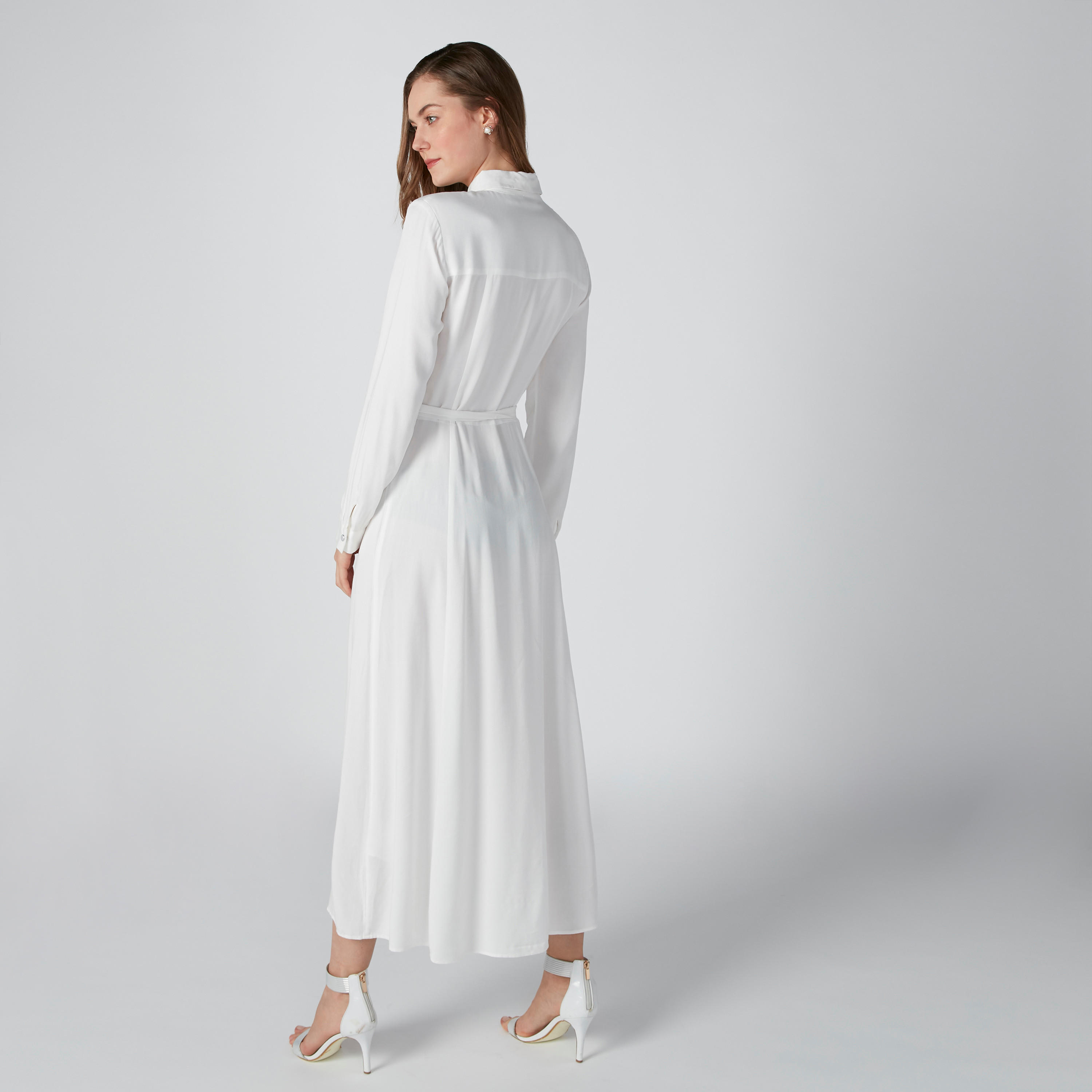 فستان قميص طويل إيه لاين بأربطة وجيوب من لي كوبر-women-clothing-dresses-image-2