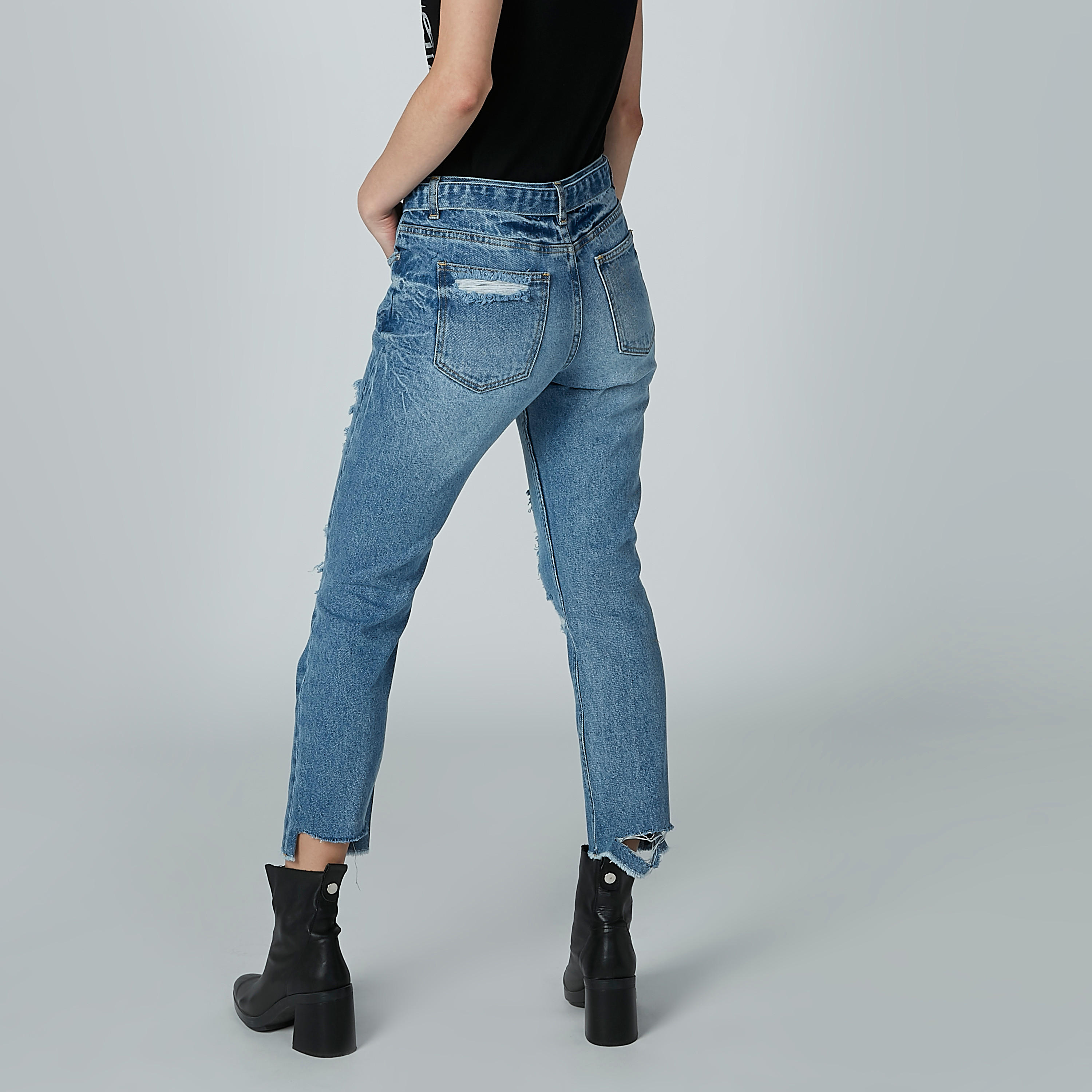 بنطال جينز ممزّق بجيوب وأربطة من لي كوبر-women-clothing-bottoms-jeans-image-4