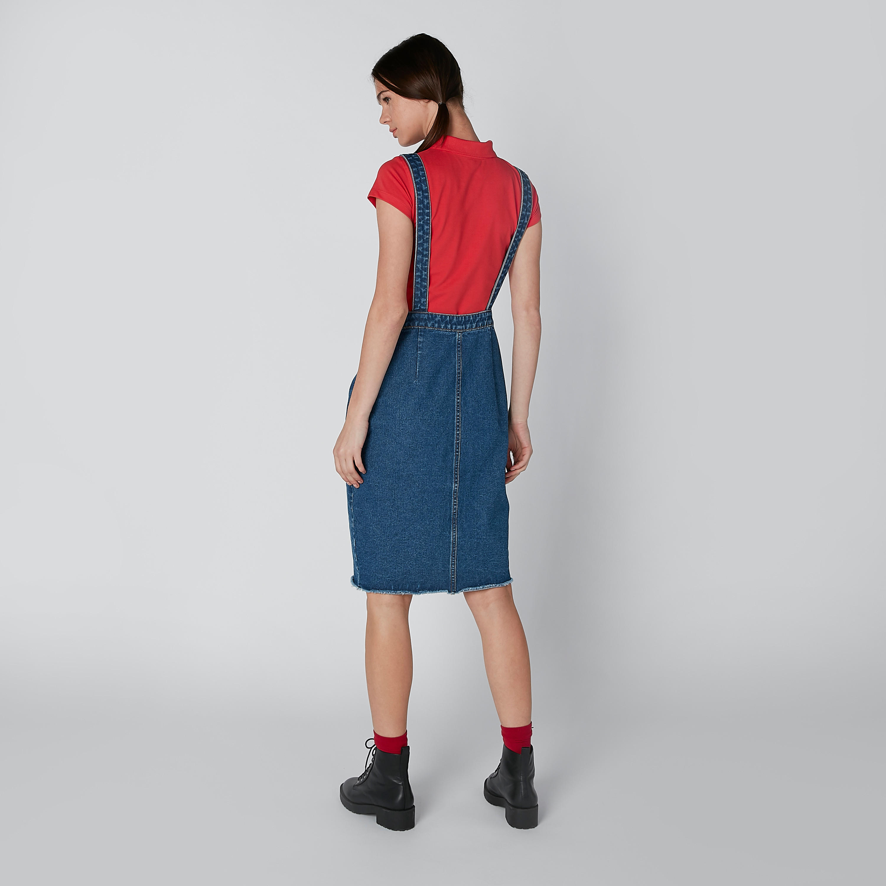 Lee Cooper Midi Pinafore with Button Detail-women-clothing-dresses-image-2