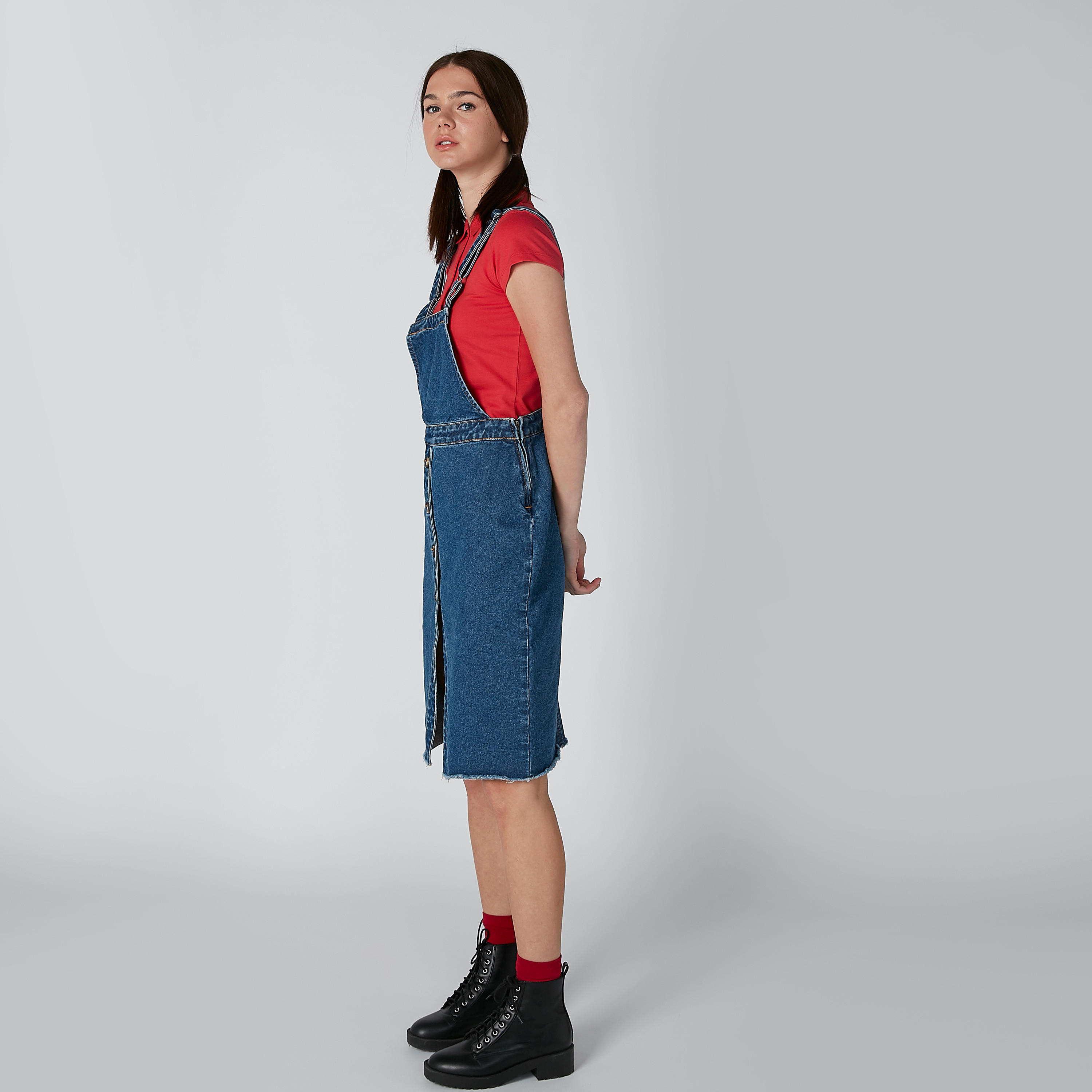 Lee Cooper Midi Pinafore with Button Detail-women-clothing-dresses-image-3