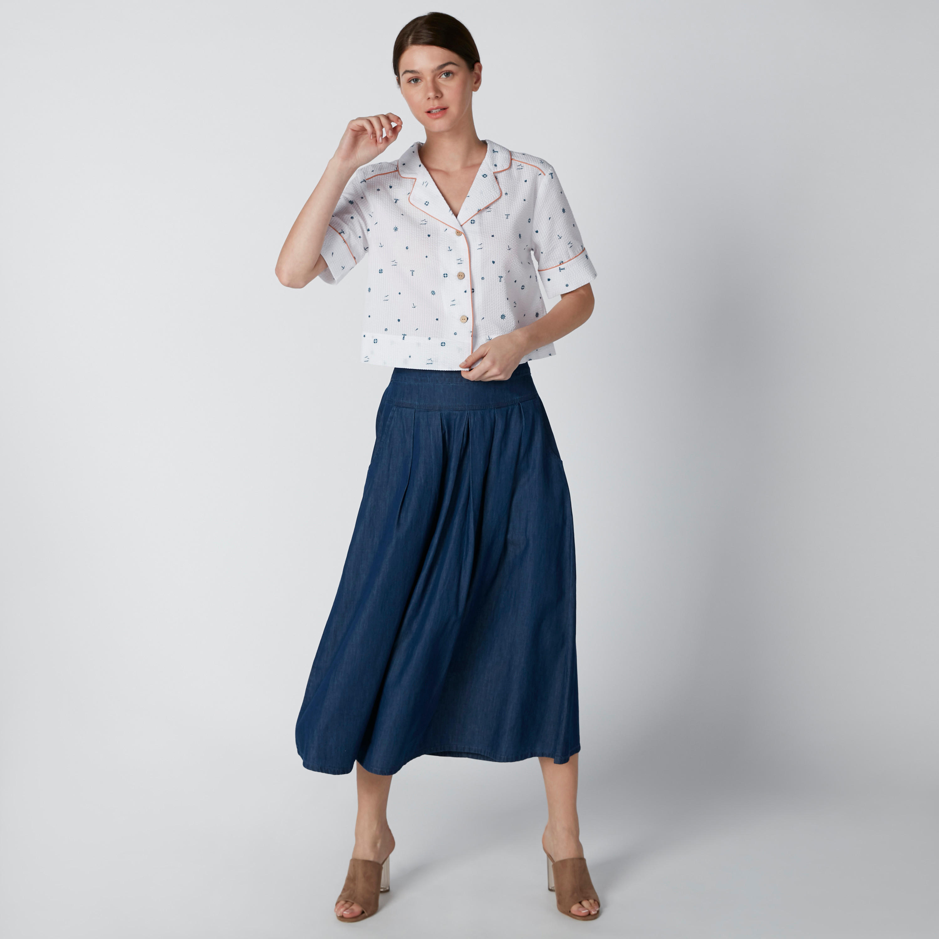 قميص بأكمام قصيرة وطبعات من لي كوبر-women-clothing-shirtsandblouses-shirts-image-1