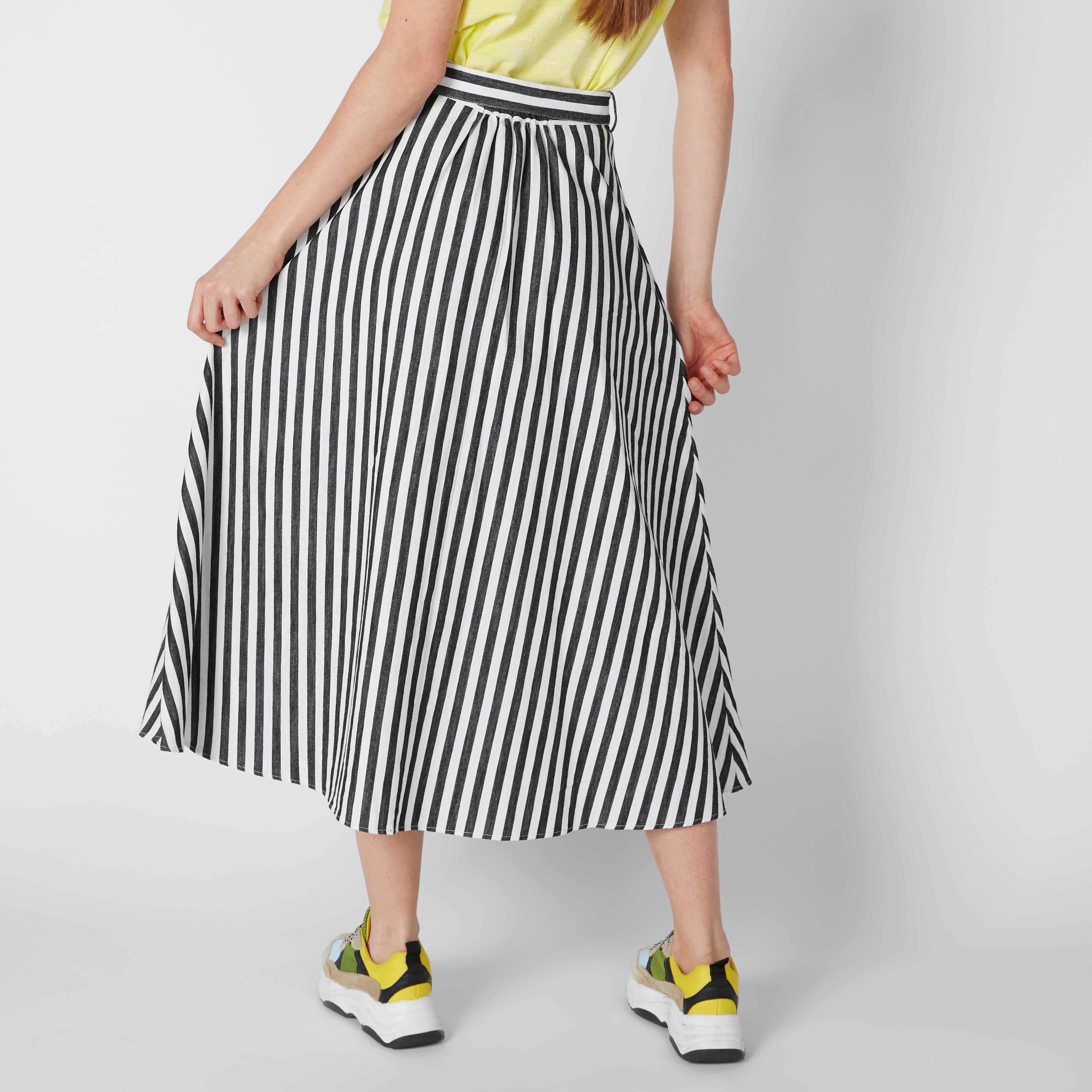 تنورة إيه لاين مستدامة ميدي مقلّمة بحزام-women-clothing-bottoms-skirts-image-2
