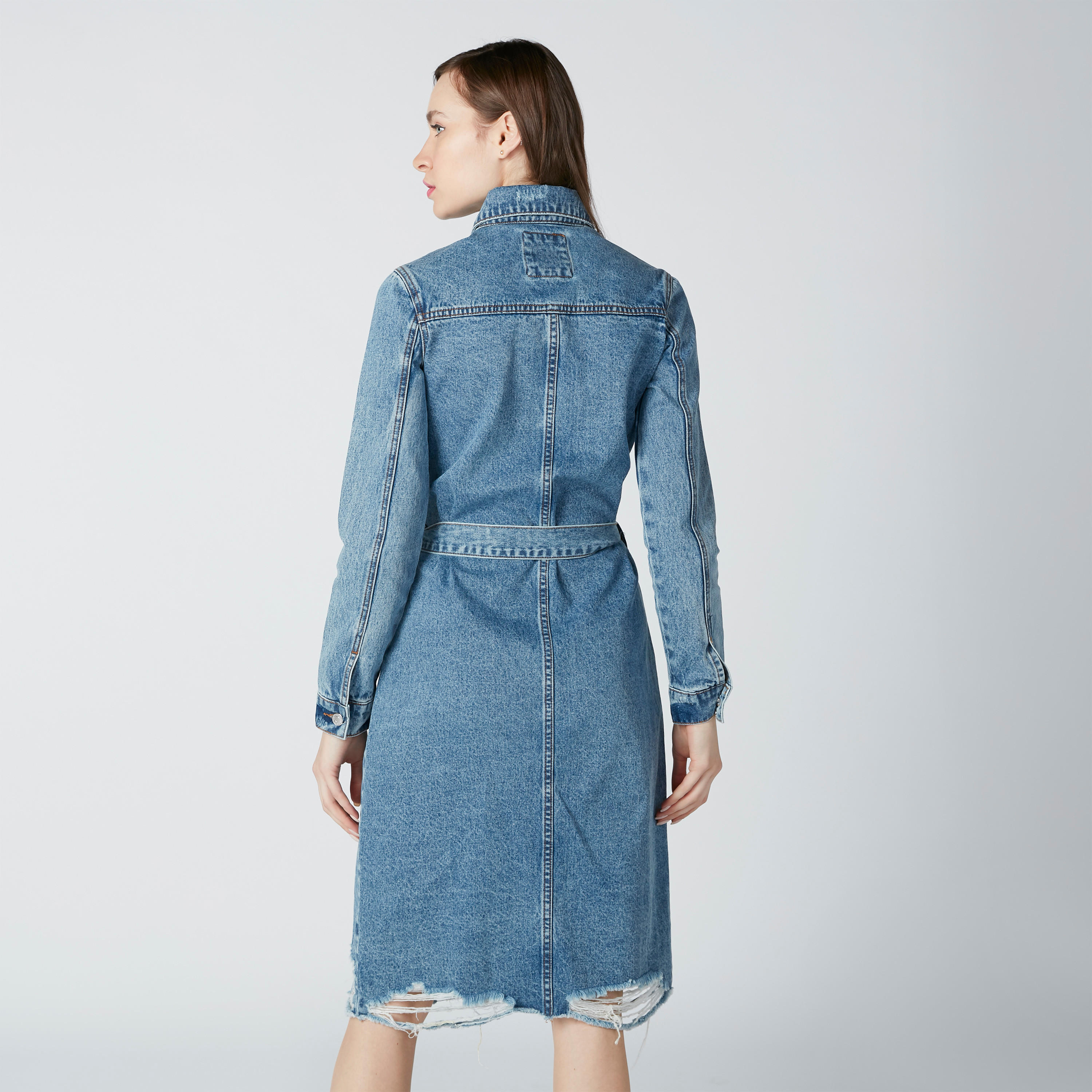فستان قميص مستدام بتصميم ممّزق وجيوب-women-clothing-dresses-image-2