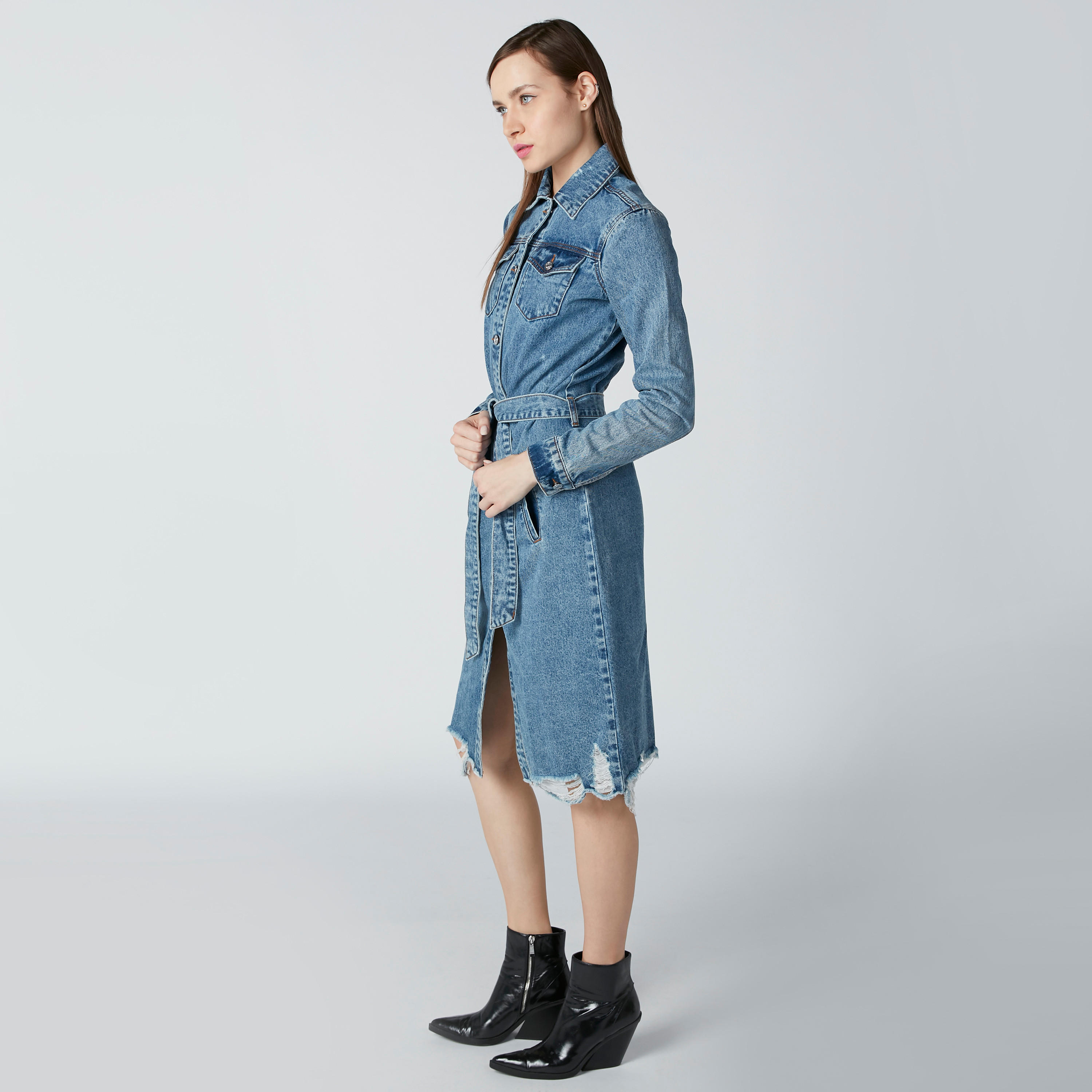 فستان قميص مستدام بتصميم ممّزق وجيوب-women-clothing-dresses-image-4