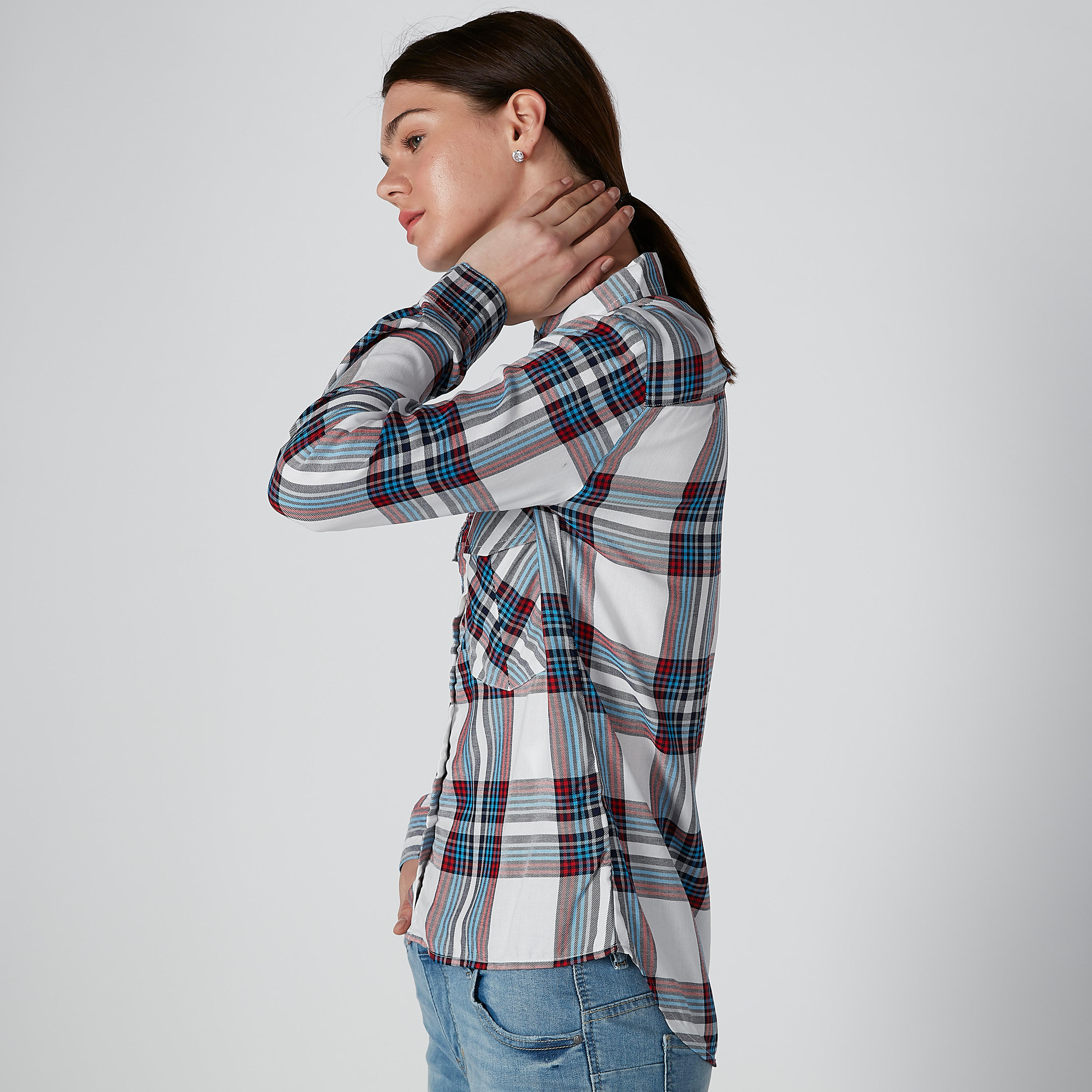 قميص كاروهات بأكمام طويلة من لي كوبر-women-clothing-shirtsandblouses-shirts-image-4