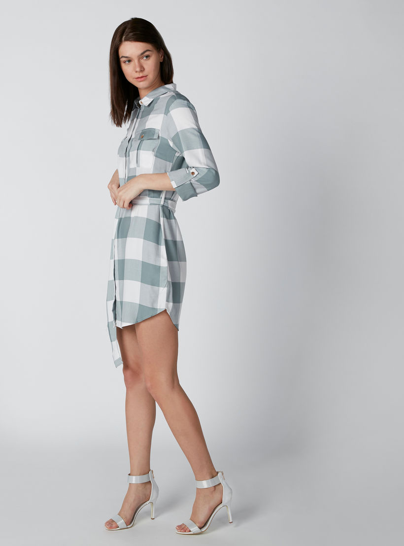 فستان قميص كاروهات بأكمام طويلة من لي كوبر-women-clothing-dresses-image-3