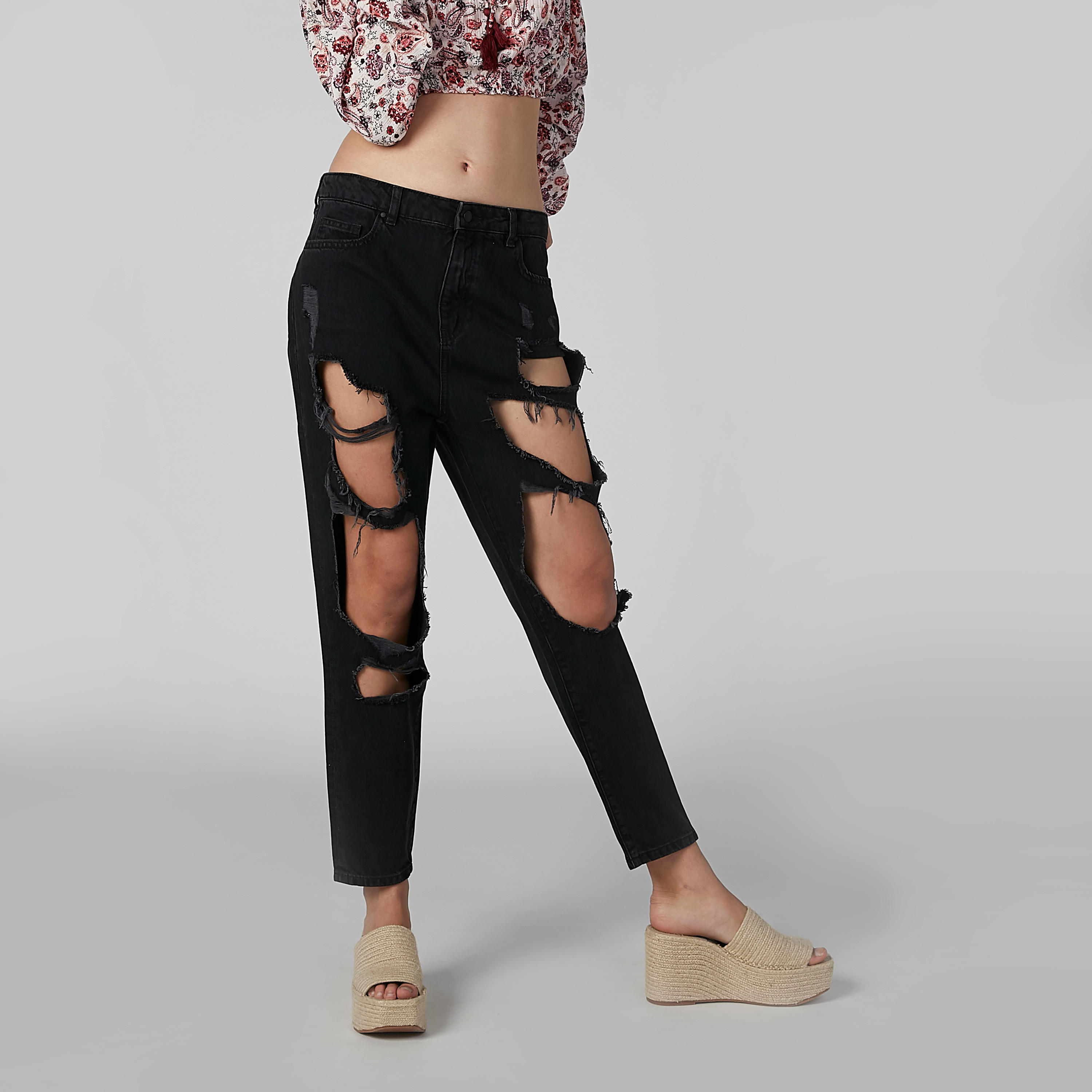 بنطال جينز ممزّق بجيوب وحلقات للحزام من لي كوبر-women-clothing-bottoms-jeans-image-3