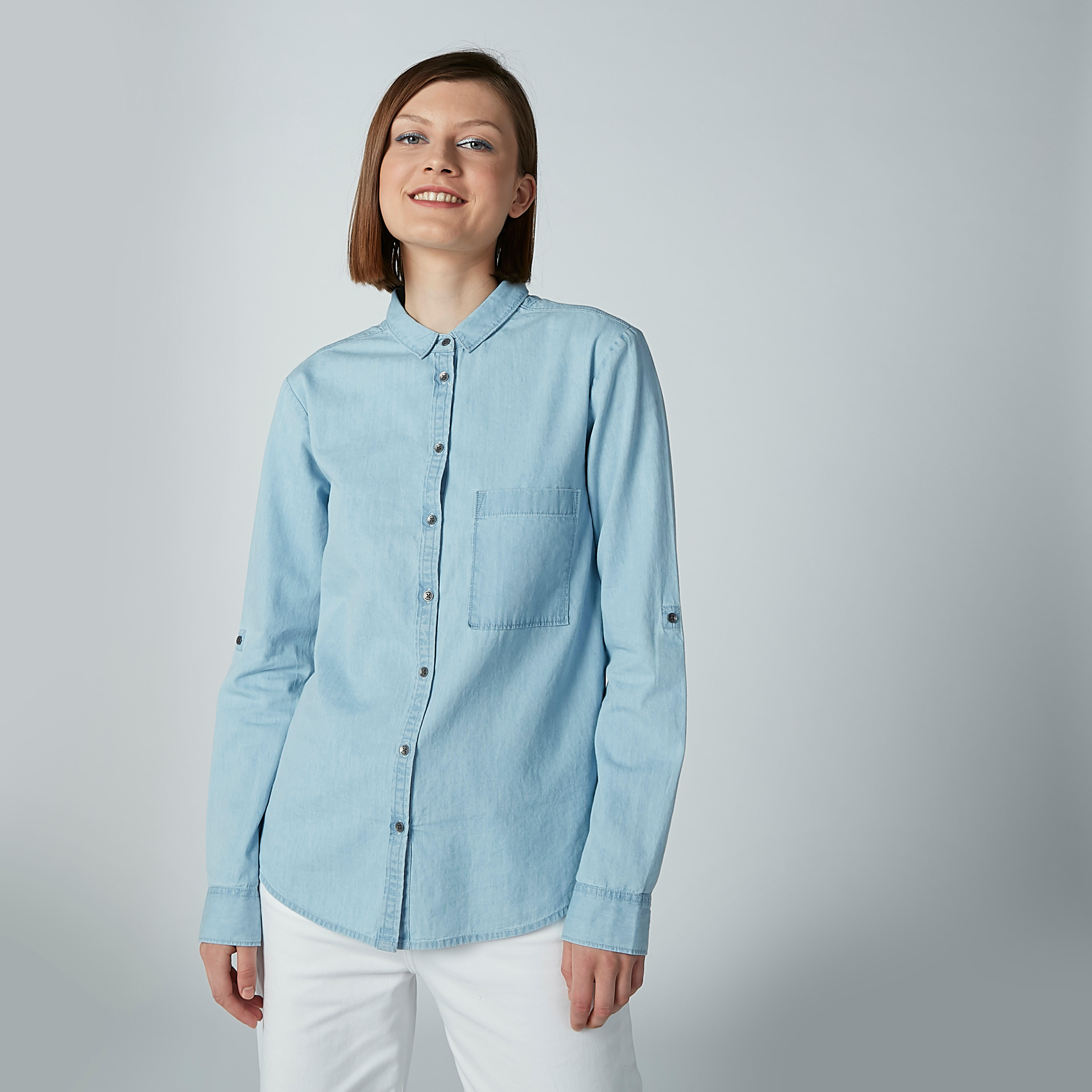 قميص بأكمام طويلة وجيب على الصدر لي كوبر-women-clothing-shirtsandblouses-shirts-image-1