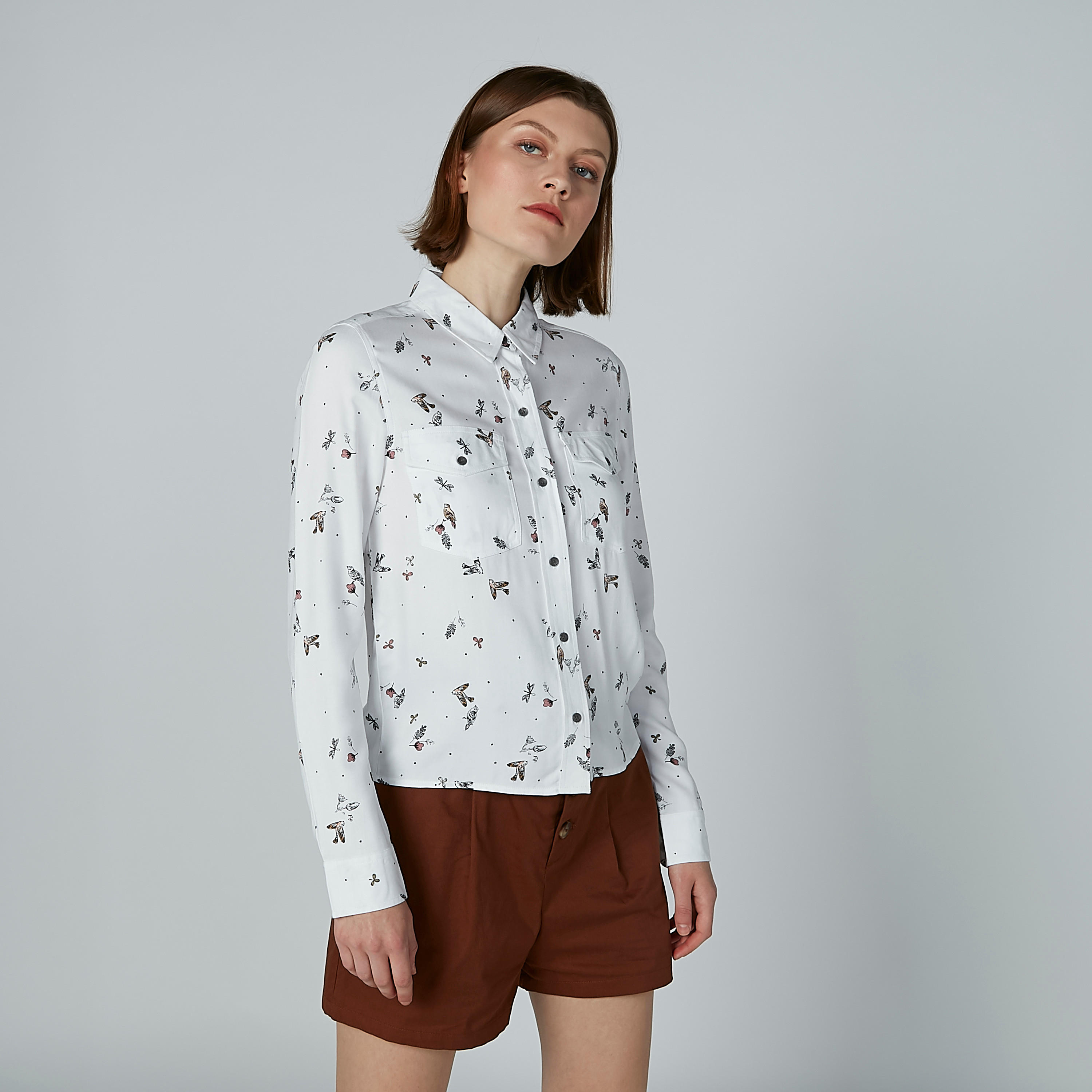 قميص بأكمام طويلة وجيب على الصدر وطبعات من لي كوبر-women-clothing-shirtsandblouses-shirts-image-2