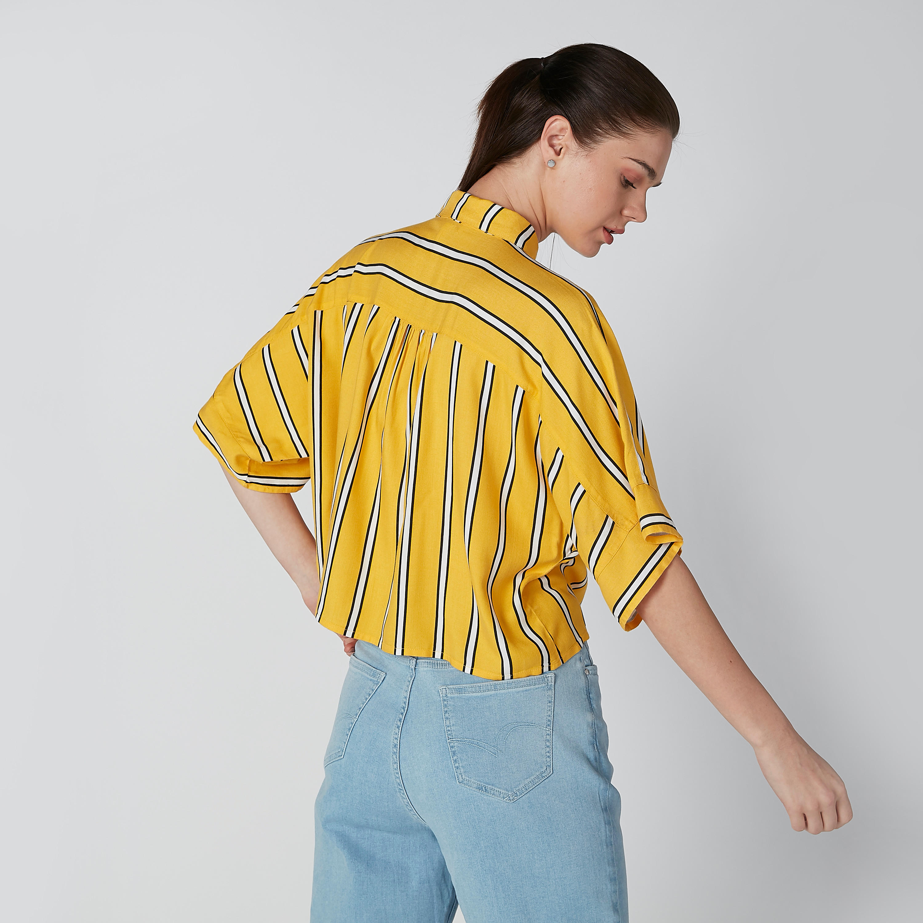 قميص مقلّم بأكمام متصلة من لي كوبر-women-clothing-shirtsandblouses-shirts-image-2