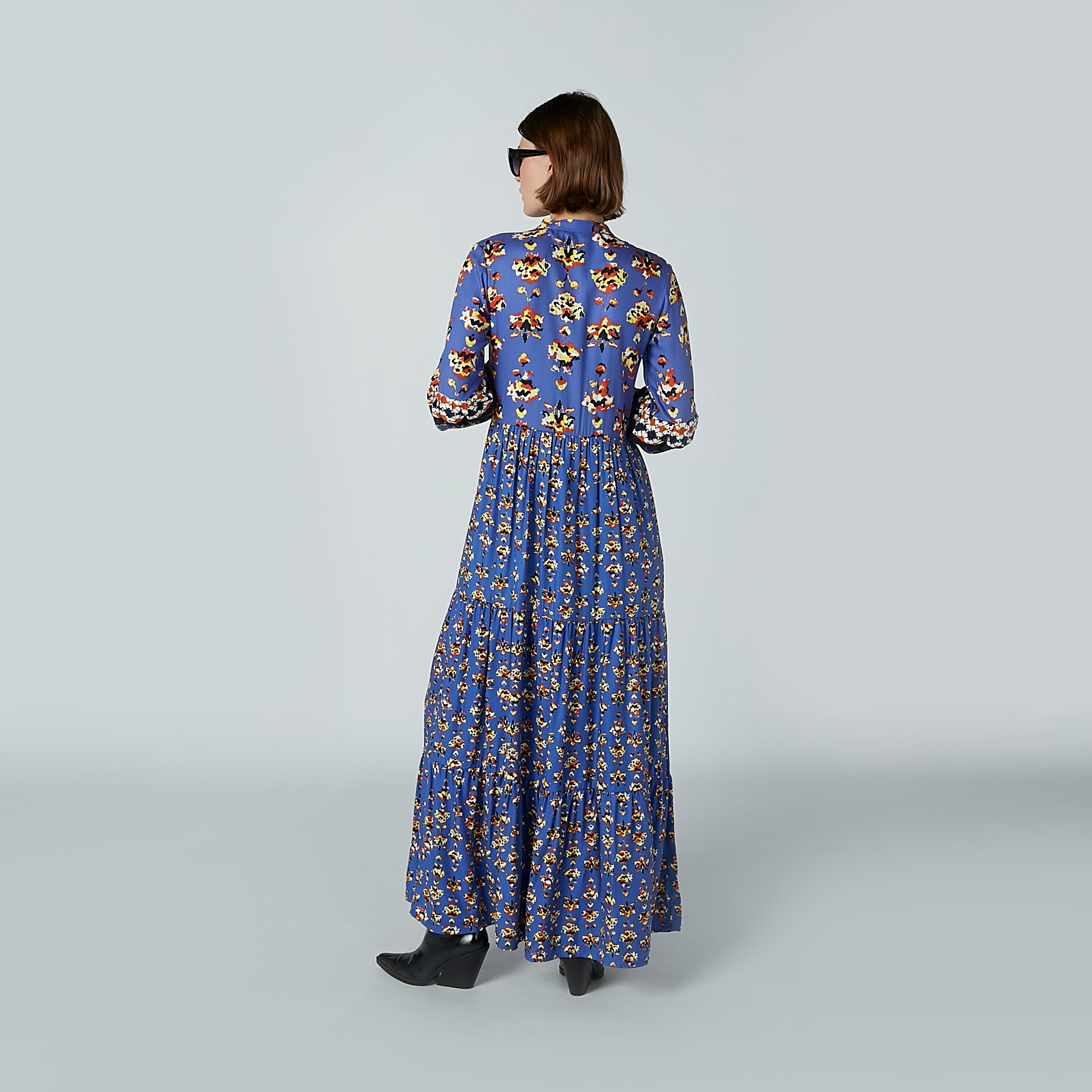فستان إيه لاين طويل بأكمام طويلة وفتحة جانبية وطبعات من لي كوبر-women-clothing-dresses-image-3