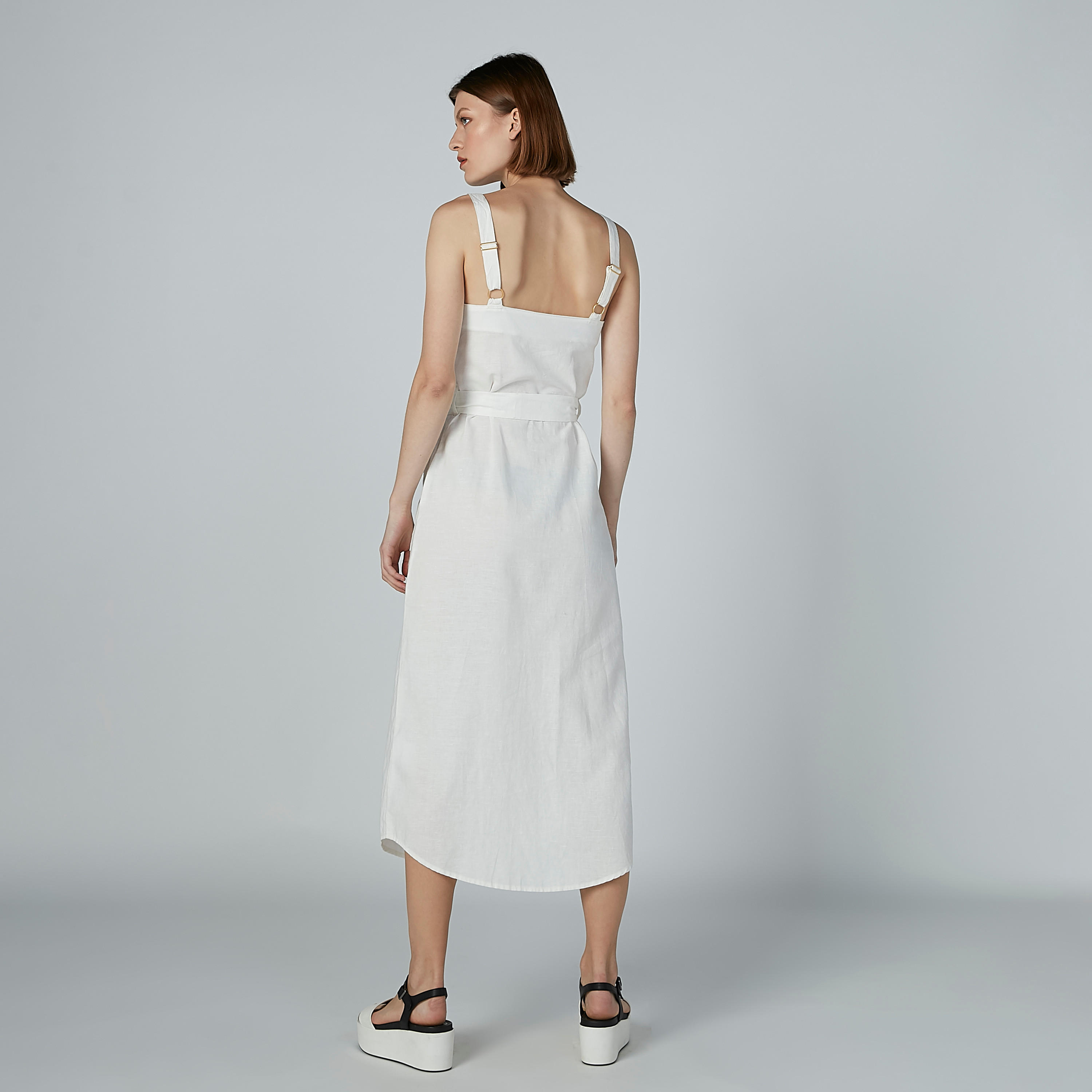فستان سادة إيه لاين متوسط الطول بجيوب-women-clothing-dresses-image-4