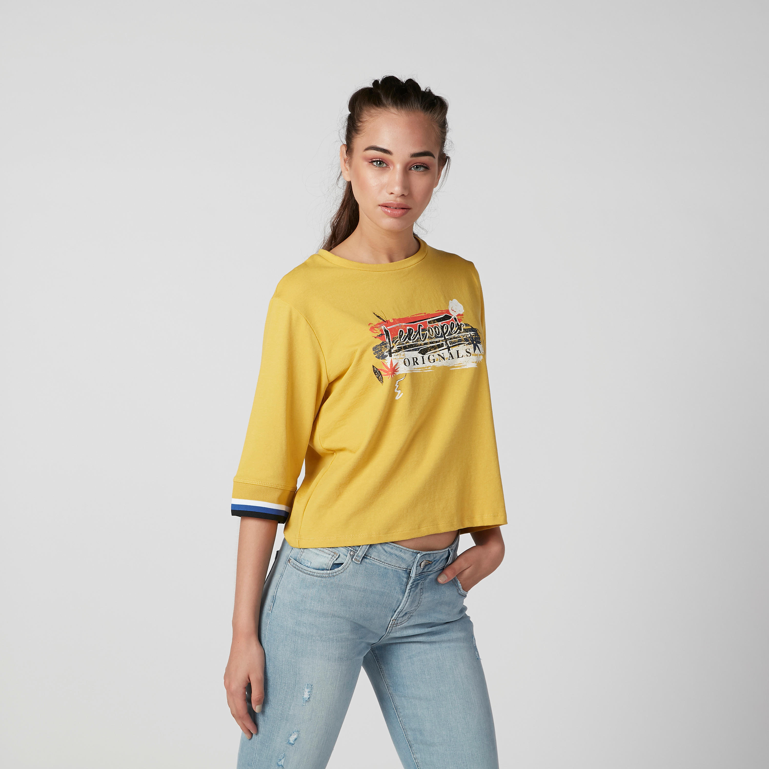 Sustainable Lee Cooper Printed T-shirt with 3/4 Sleeves-women-clothing-tshirts-image-1