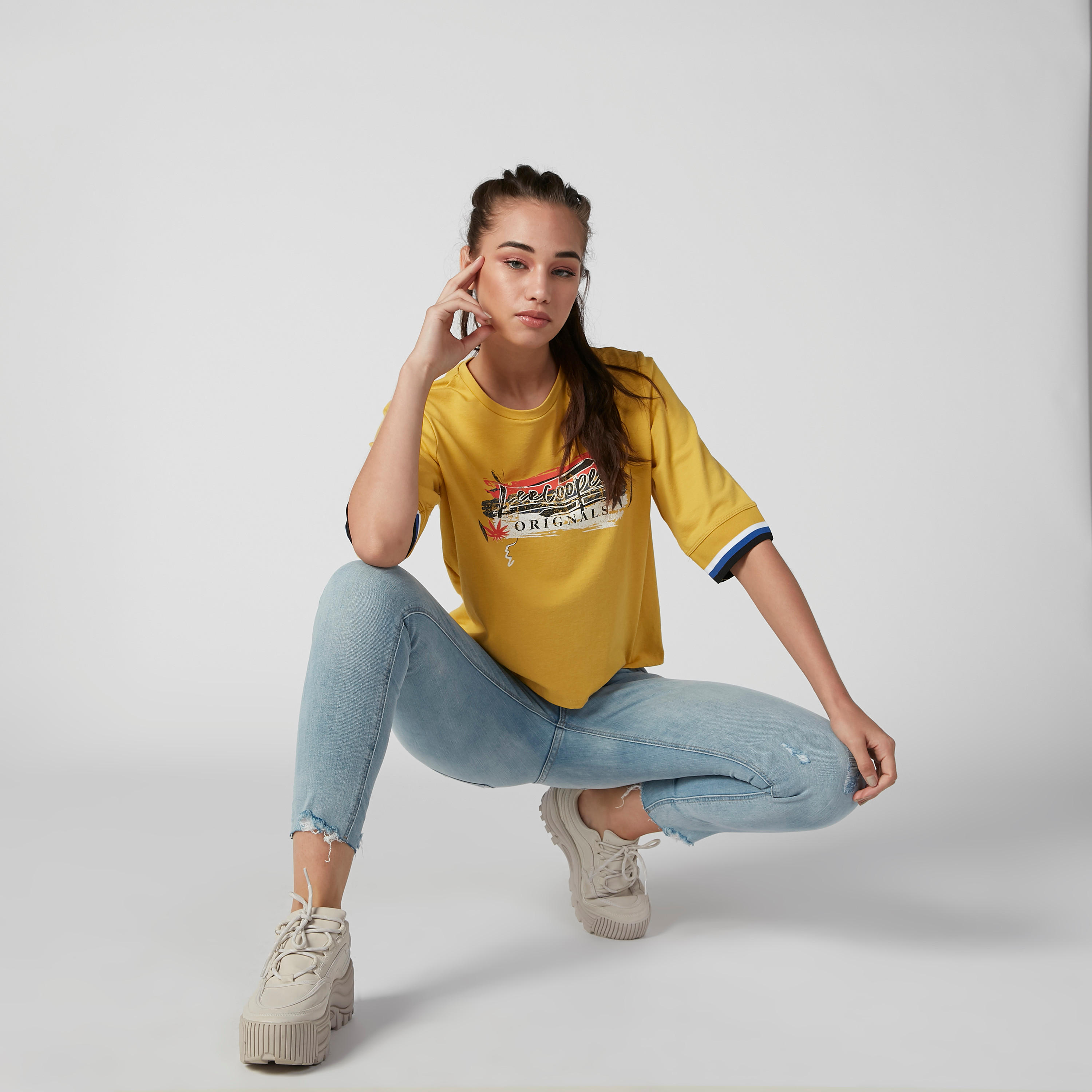 Sustainable Lee Cooper Printed T-shirt with 3/4 Sleeves-women-clothing-tshirts-image-2