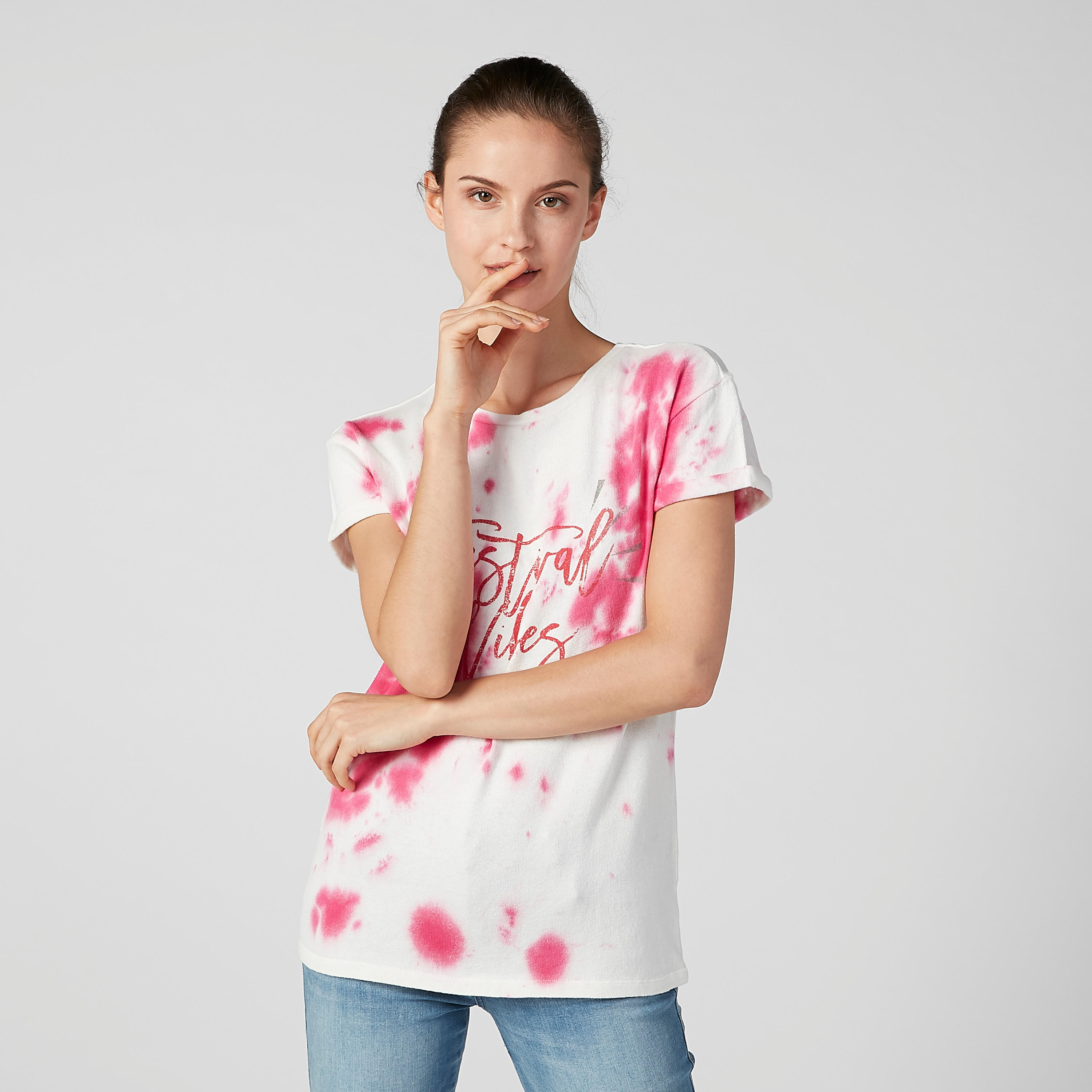 Sustainable Printed T-shirt with Round Neck and Short Sleeves-women-clothing-tshirts-image-1