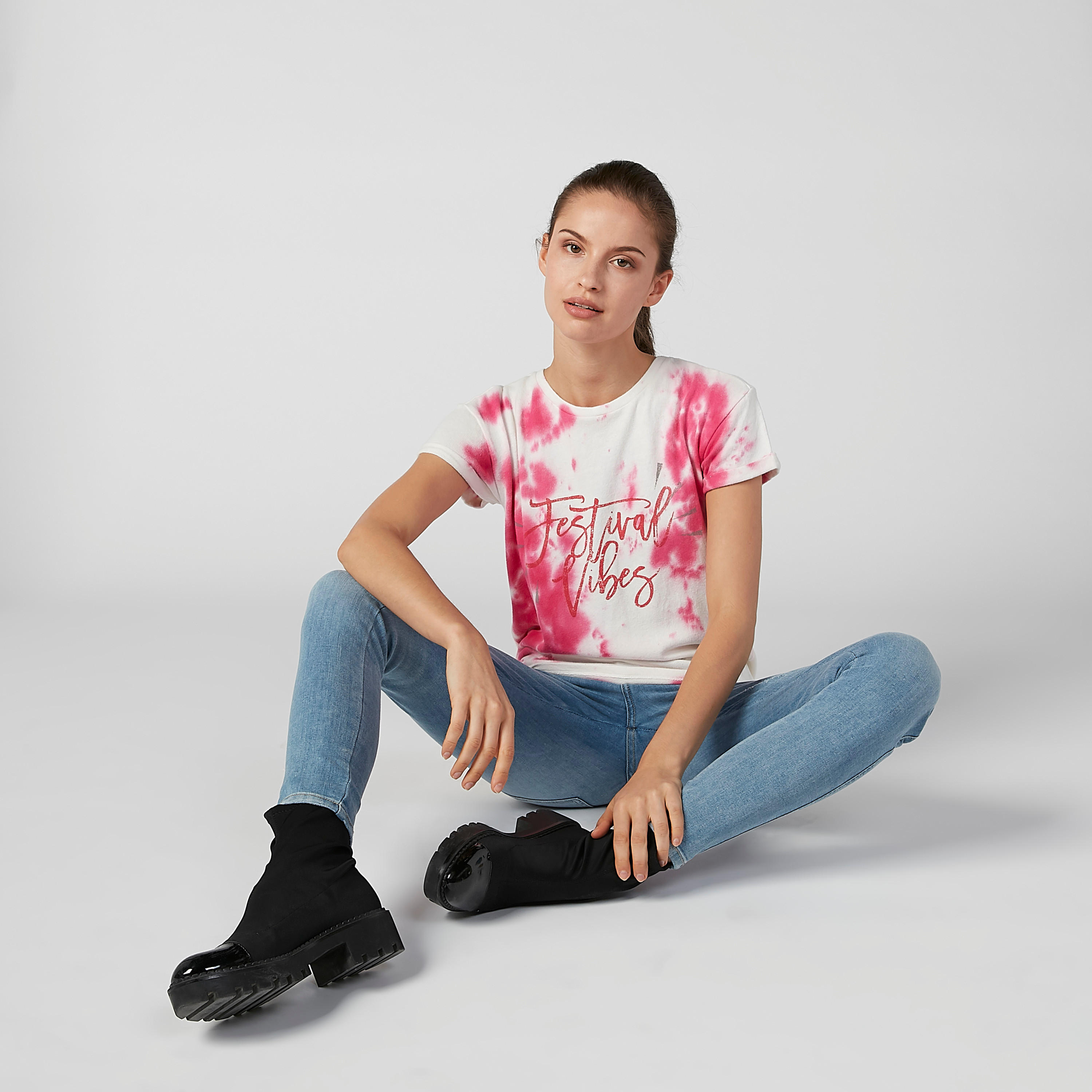 Sustainable Printed T-shirt with Round Neck and Short Sleeves-women-clothing-tshirts-image-2