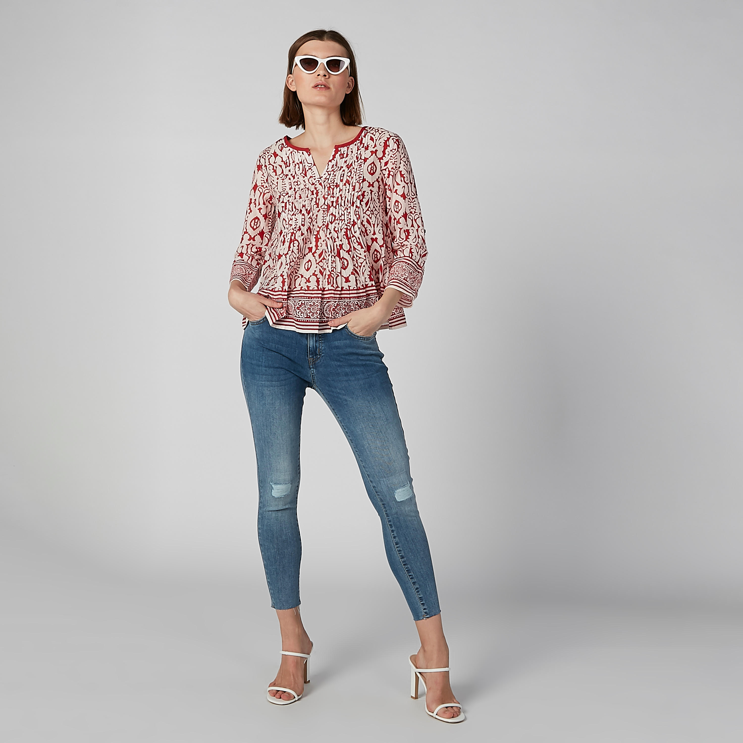بنطال جينز طويل مضلع بجيوب من لي كوبر-women-clothing-bottoms-jeans-image-2