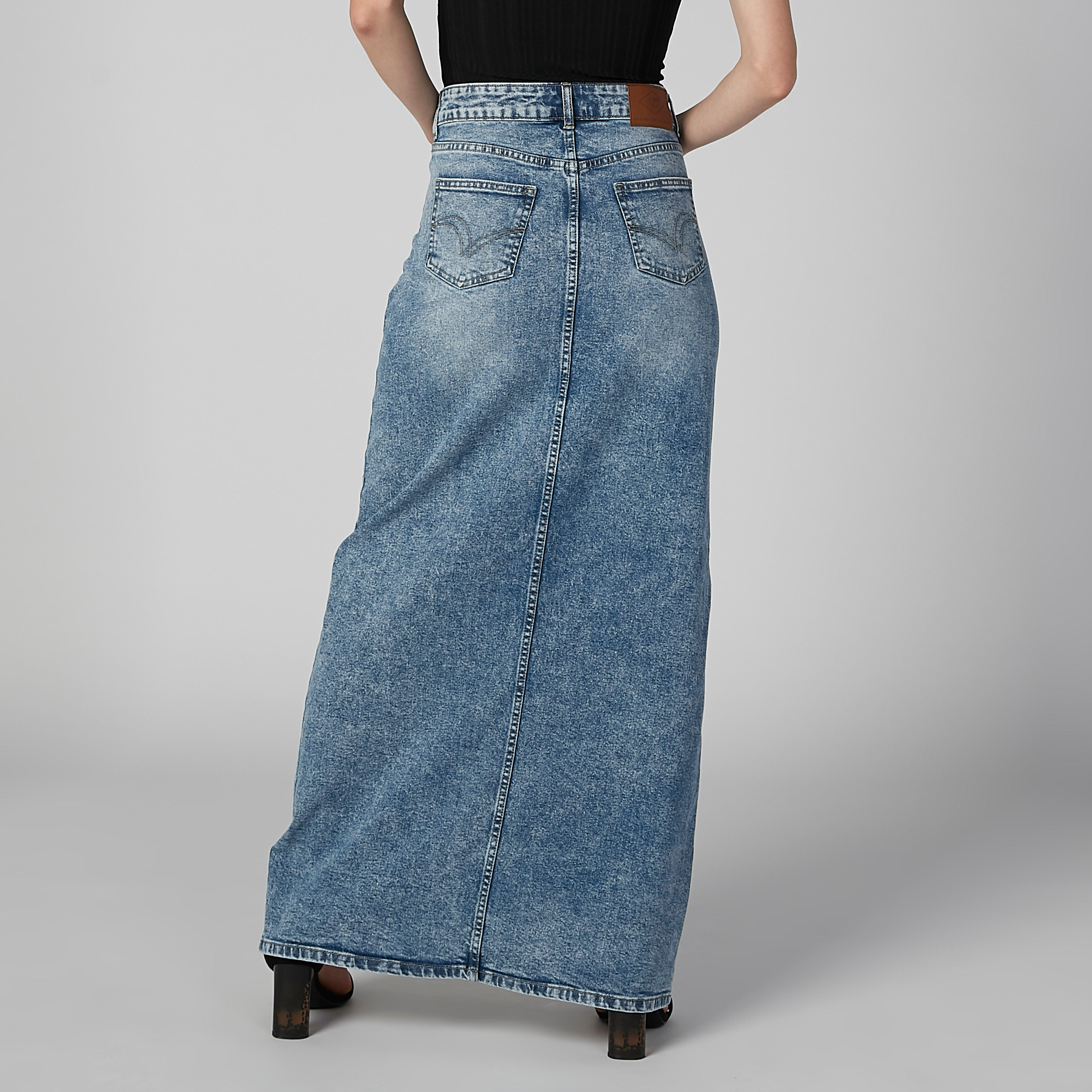 تنورة دينم طويلة بجيوب من لي كوبر-women-clothing-bottoms-skirts-image-6