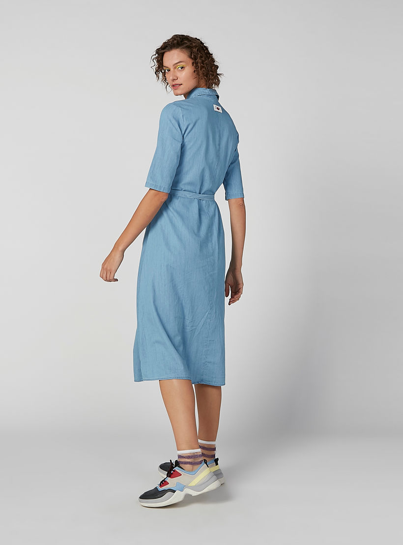Lee Cooper Plain Midi A-line Dress with Concealed Placket and Tie Ups-women-clothing-dresses-image-5